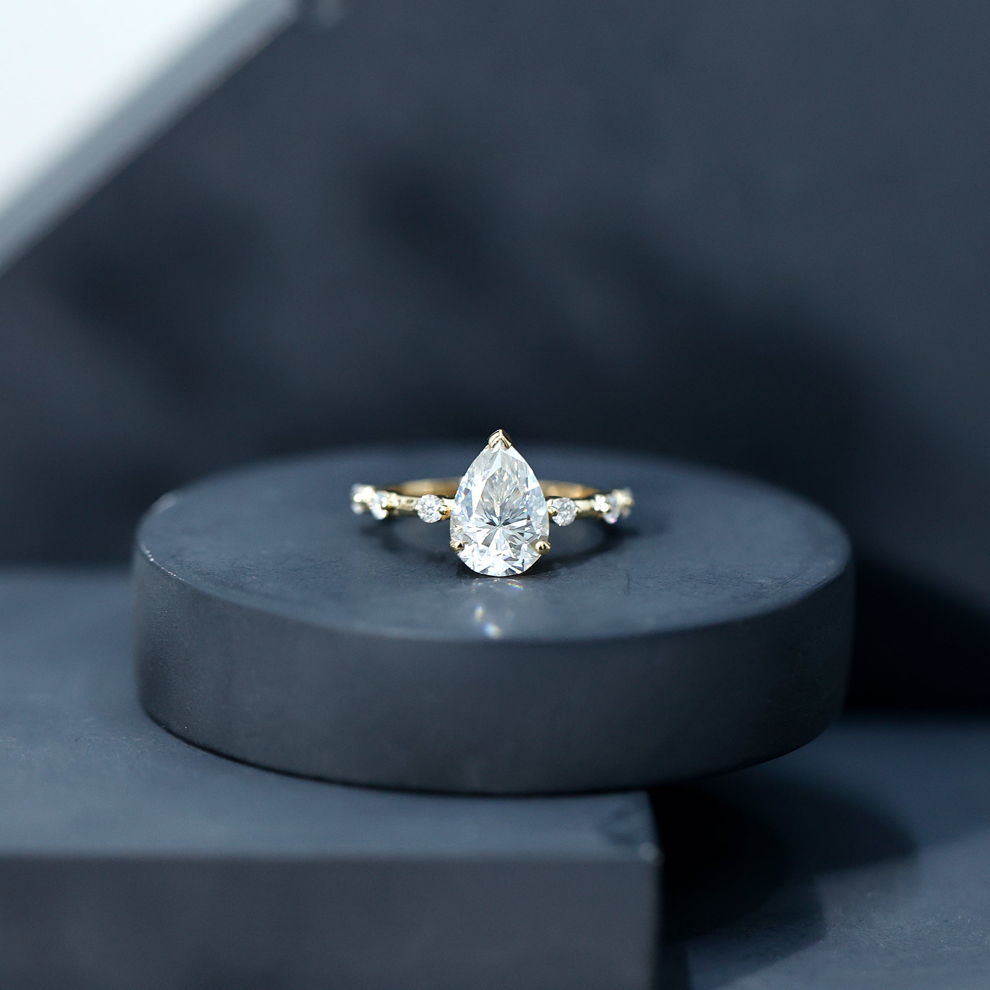 Pear Shaped Moissanite Big Engagement Ring For Women D-VS1 - Rosec Jewels