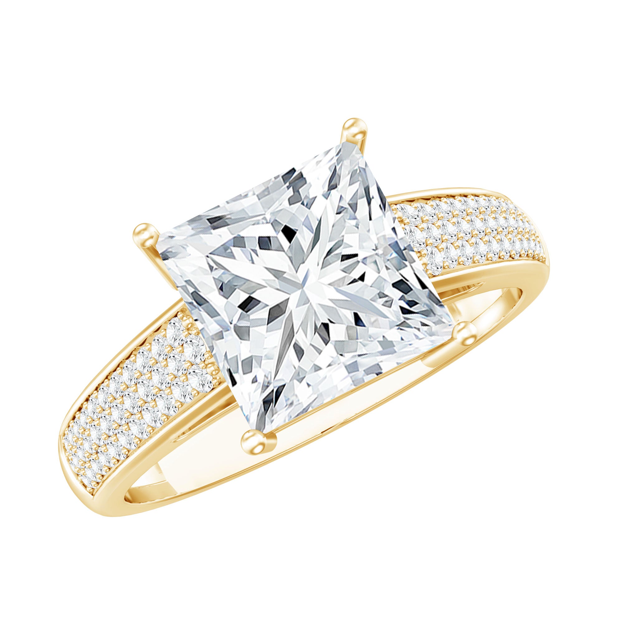 Princess Cut Moissanite Engagement Ring With Certificate D-VS1 - Rosec Jewels