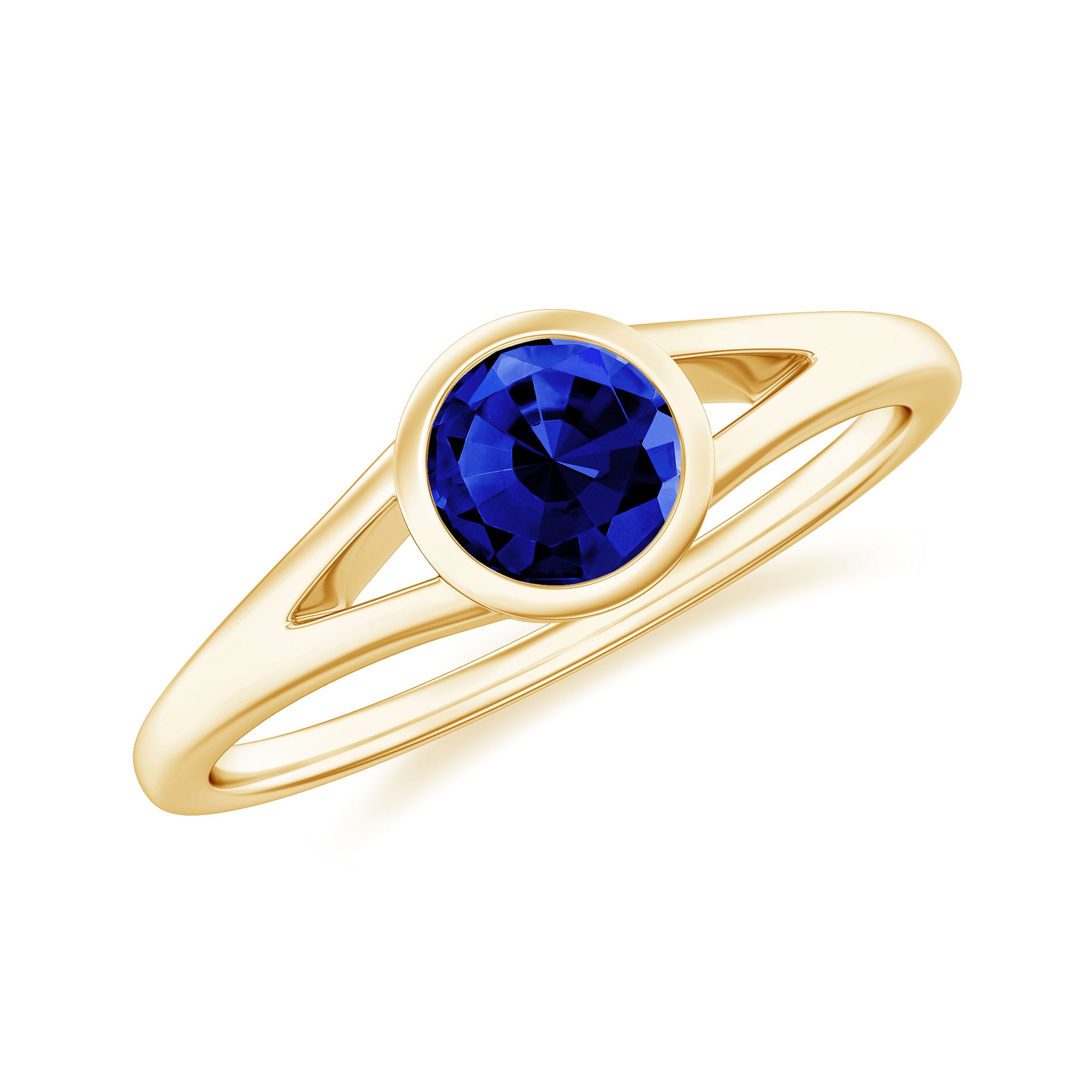Certified 0.6 Carat Lab Grown Blue Sapphire Promise Ring with Split Shank AAAA - Rosec Jewels