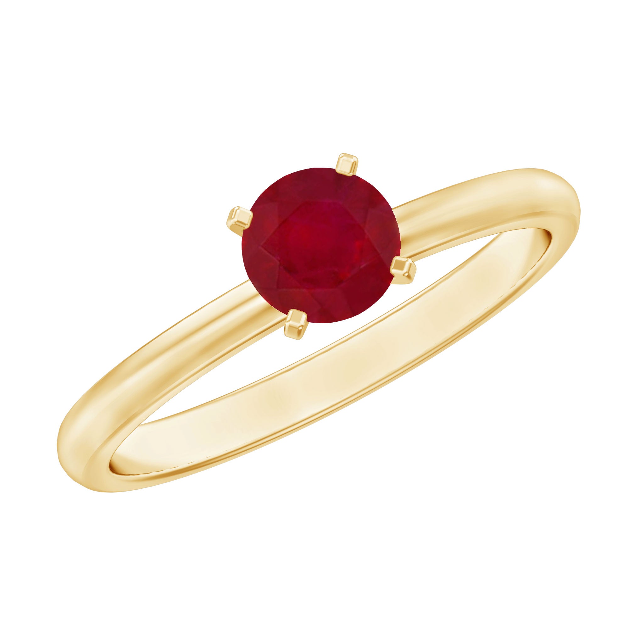 July Birthstone 5 MM Ruby Solitaire Ring in Peg Head Setting AAA - Rosec Jewels