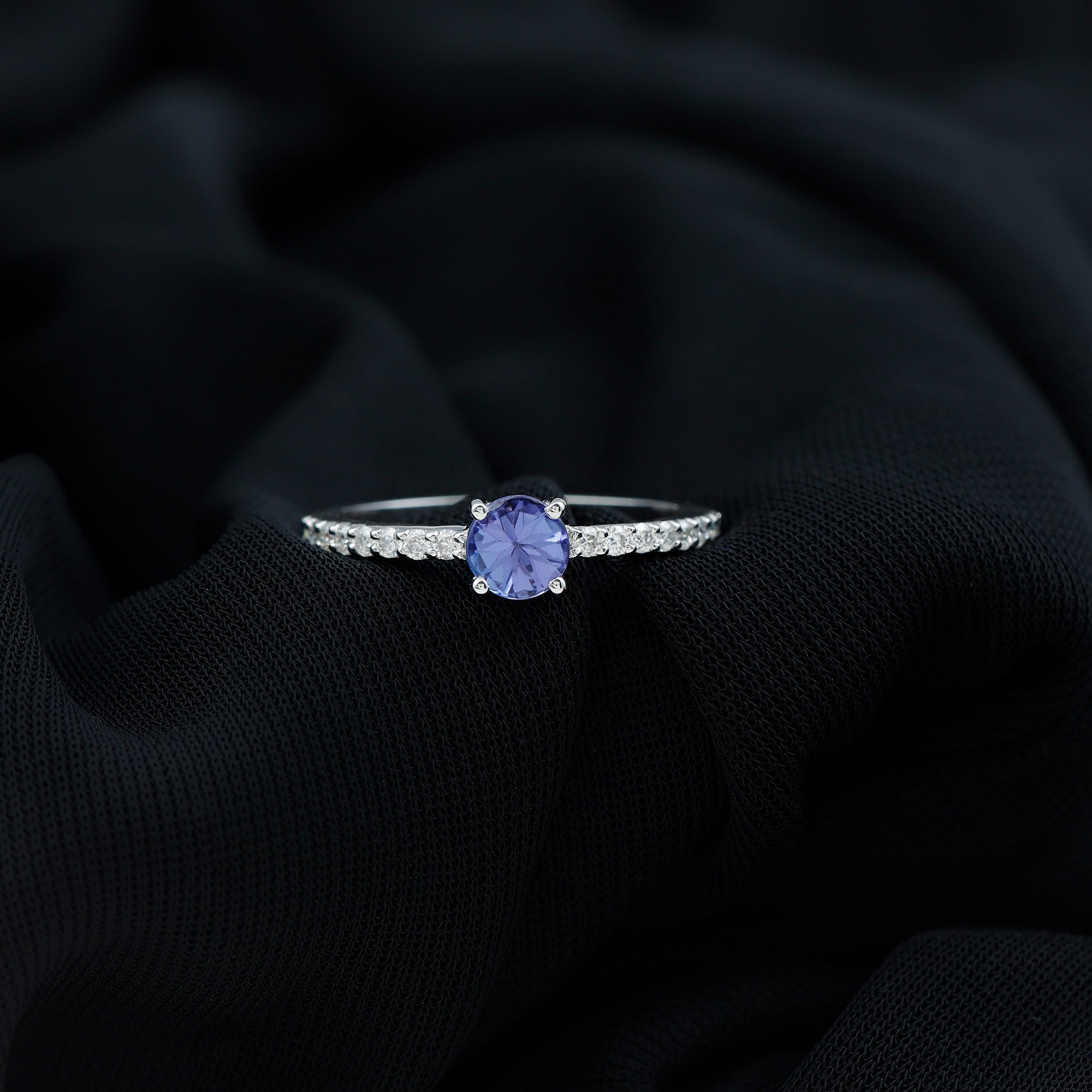 Rosec Jewels-Natural Tanzanite Diamond Promise Ring for Engagement