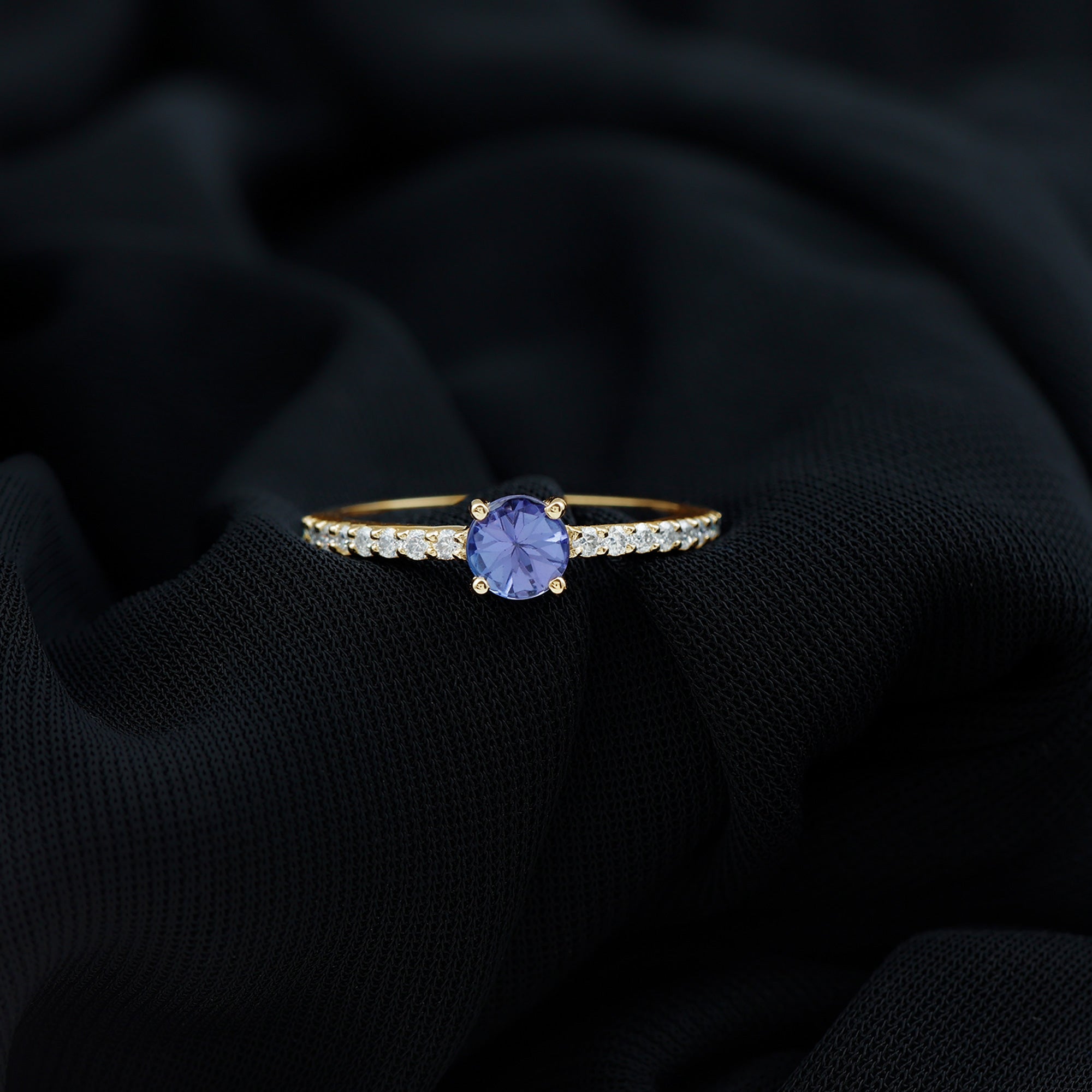 Rosec Jewels-Natural Tanzanite Diamond Promise Ring for Engagement