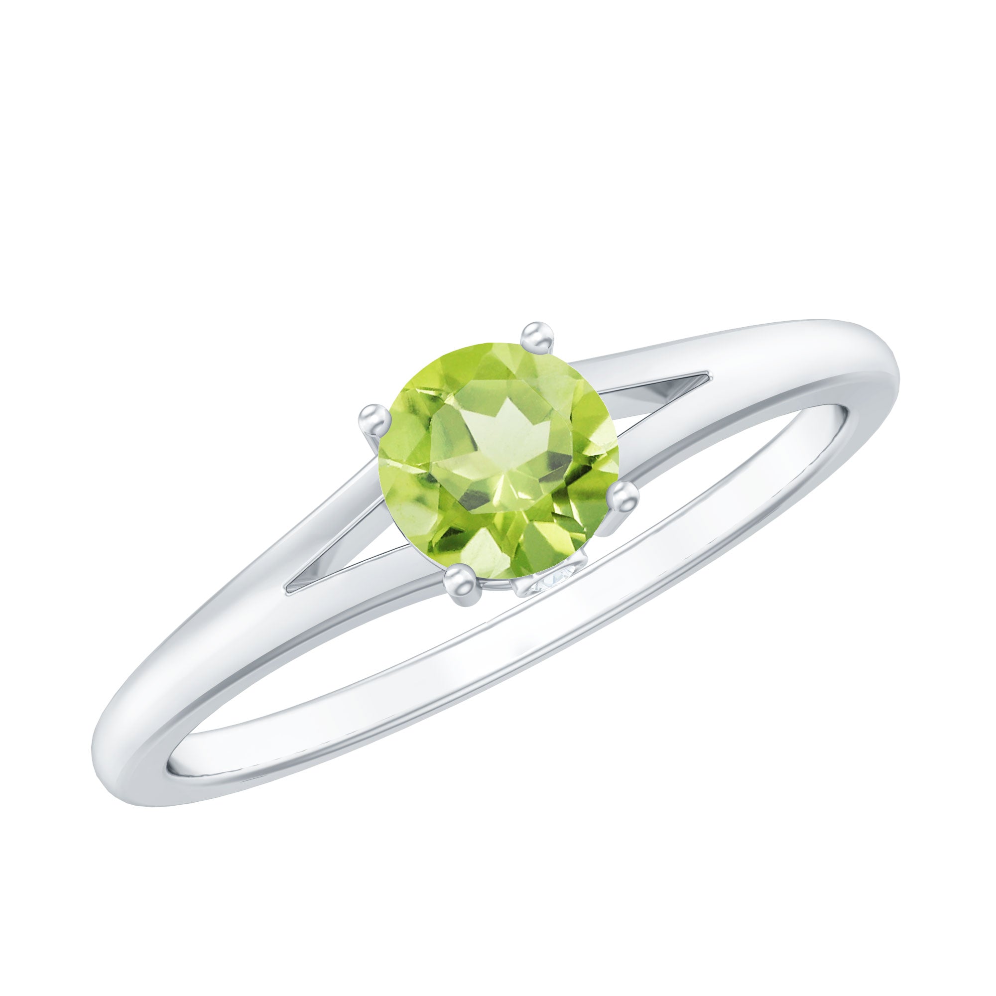 Natural Half Carat Peridot Promise Ring with Diamond AAA - Rosec Jewels