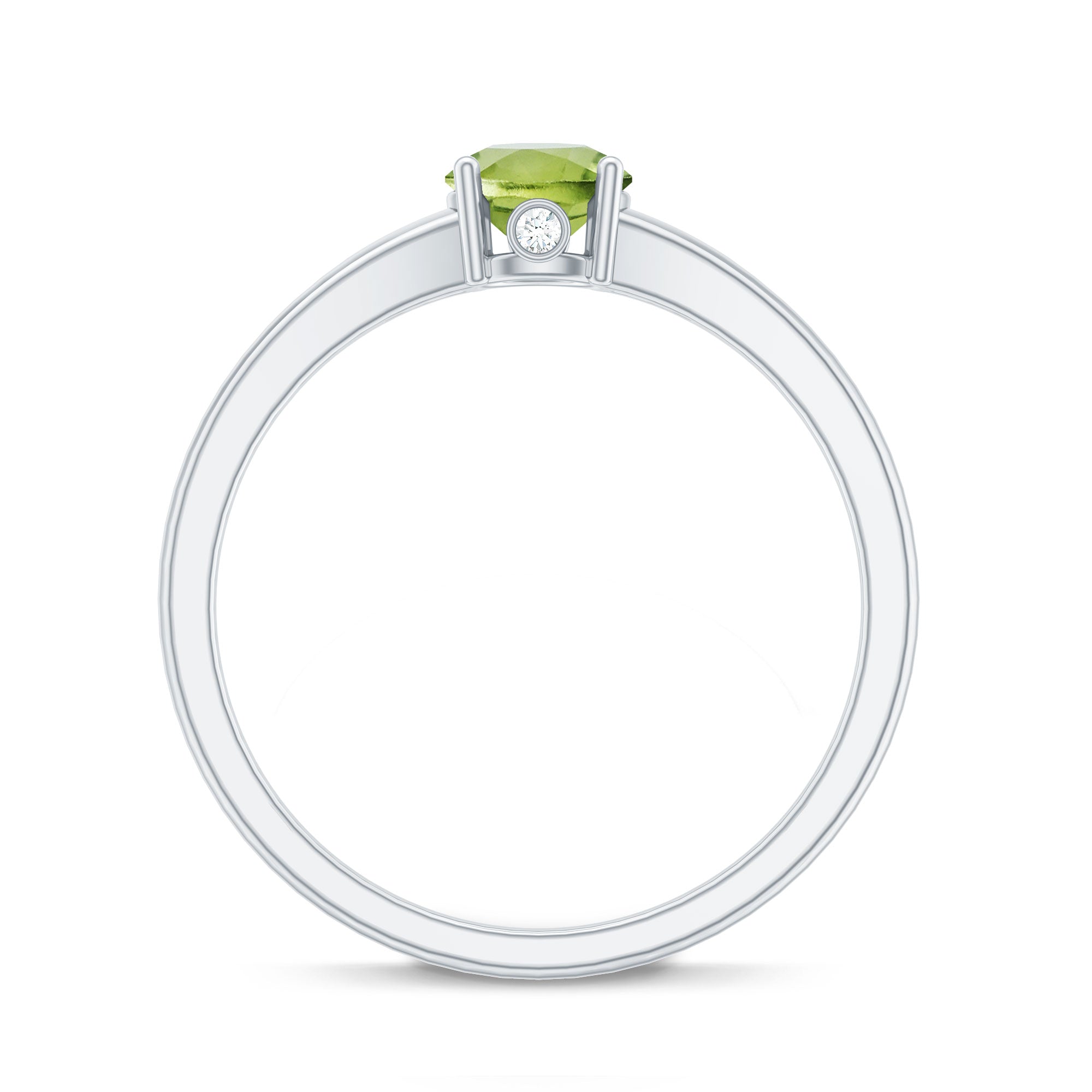 Natural Half Carat Peridot Promise Ring with Diamond AAA - Rosec Jewels
