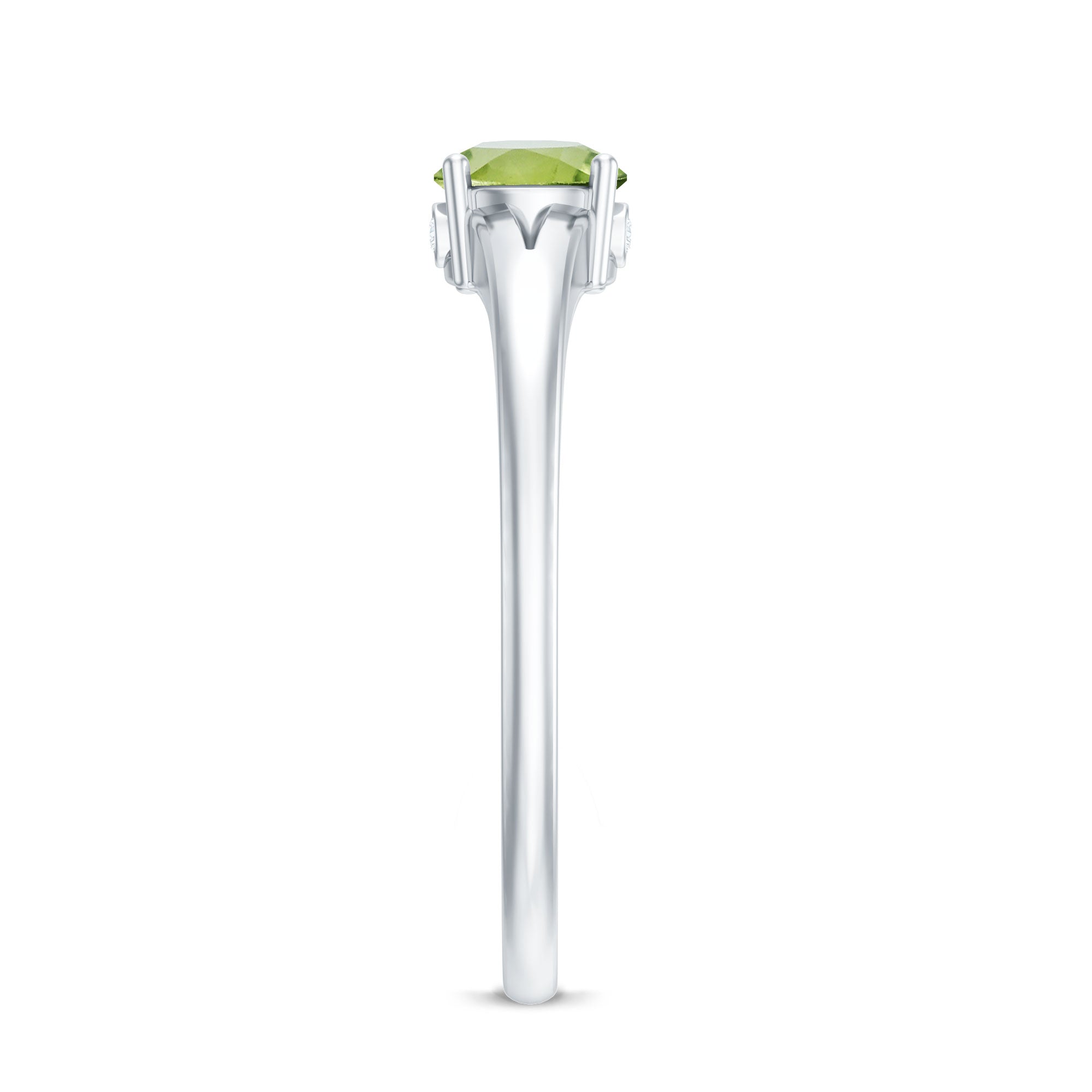 Natural Half Carat Peridot Promise Ring with Diamond AAA - Rosec Jewels