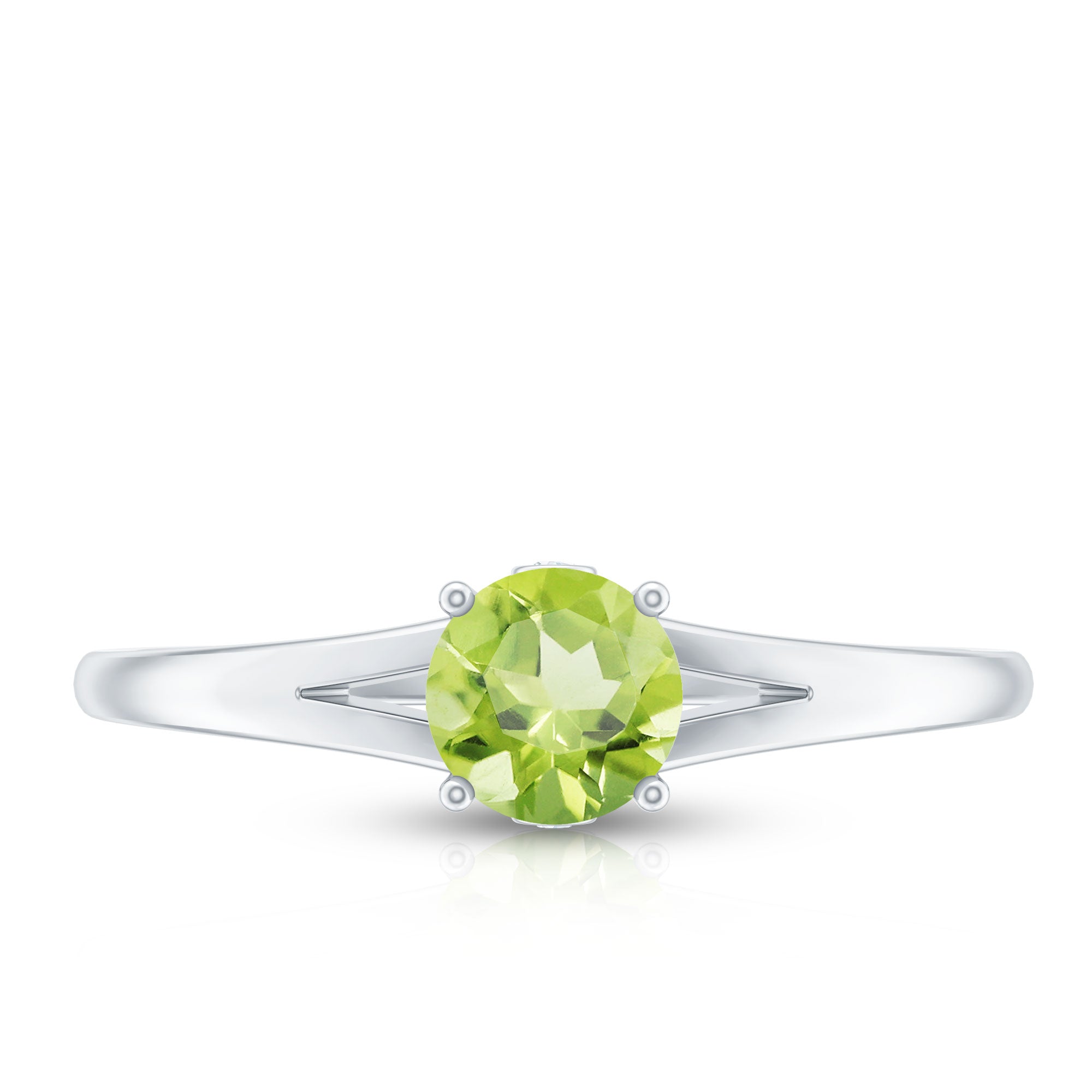 Natural Half Carat Peridot Promise Ring with Diamond AAA - Rosec Jewels