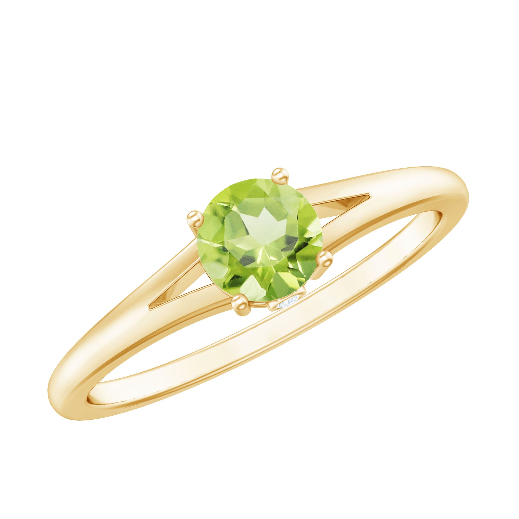 Natural Half Carat Peridot Promise Ring with Diamond AAA - Rosec Jewels