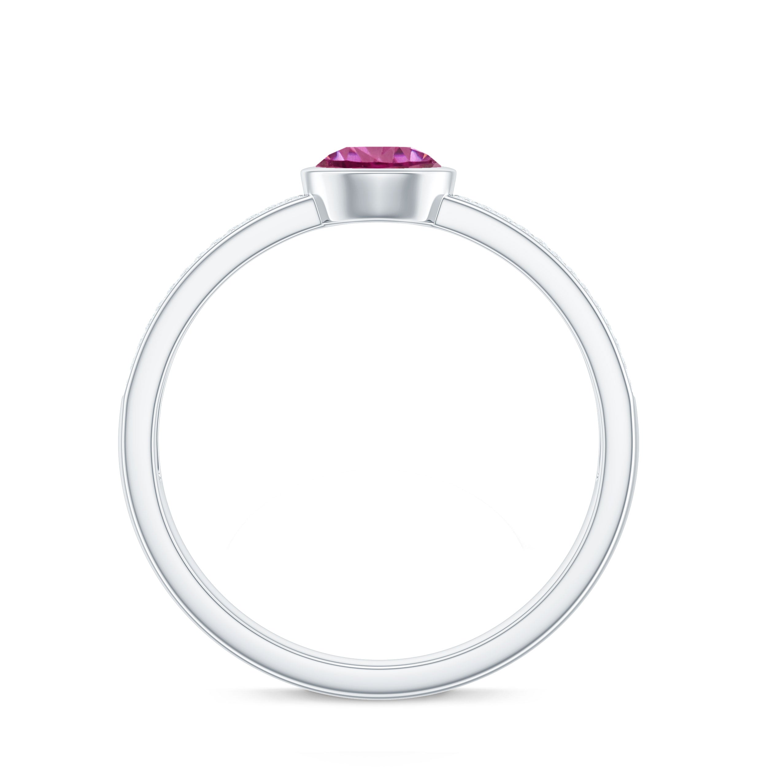 0.75 CT Solitaire Pink Tourmaline and Diamond Engagement Ring AAA - Rosec Jewels