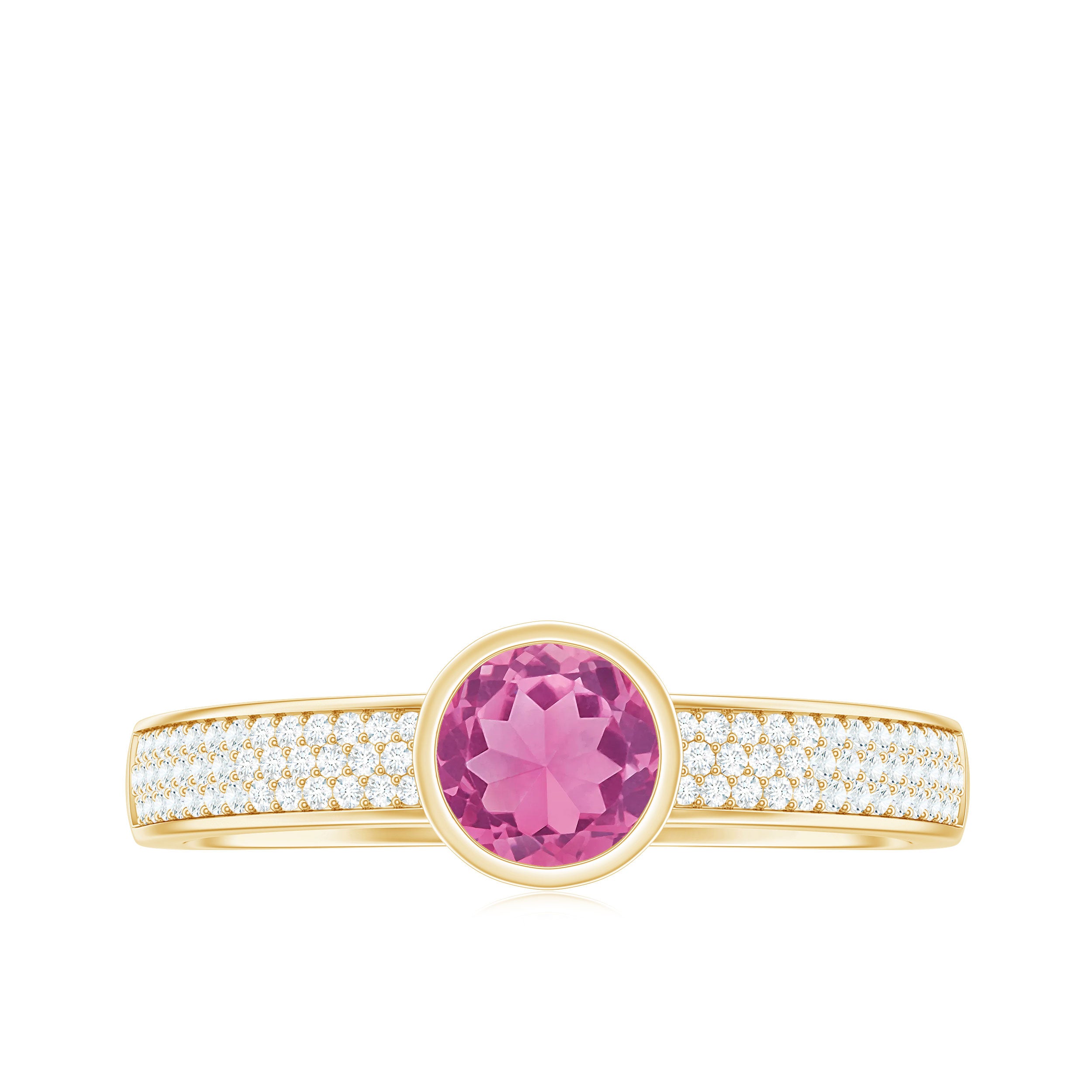 0.75 CT Solitaire Pink Tourmaline and Diamond Engagement Ring AAA - Rosec Jewels