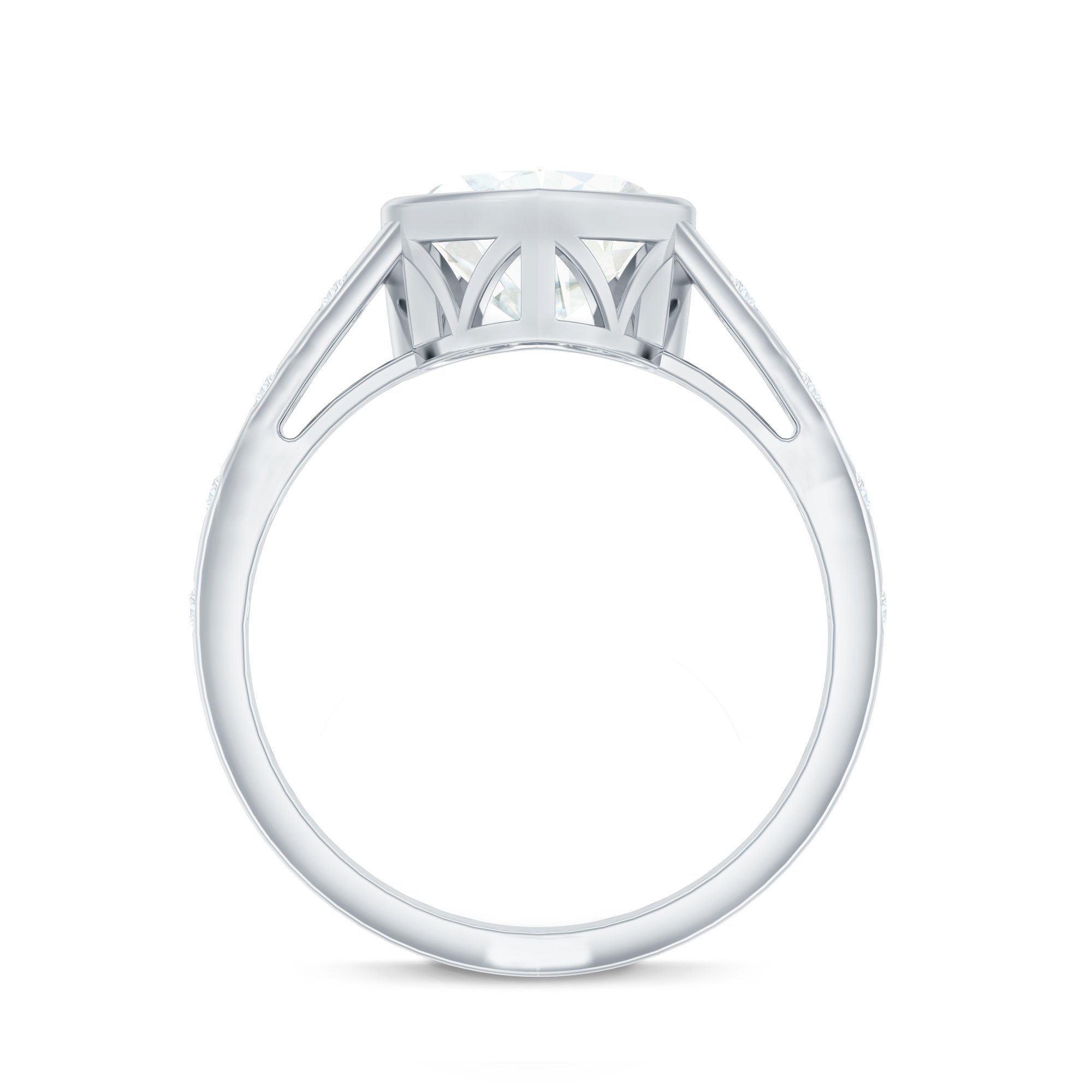 Heart Shape Moissanite Bezel Set Engagement Ring D-VS1 - Rosec Jewels
