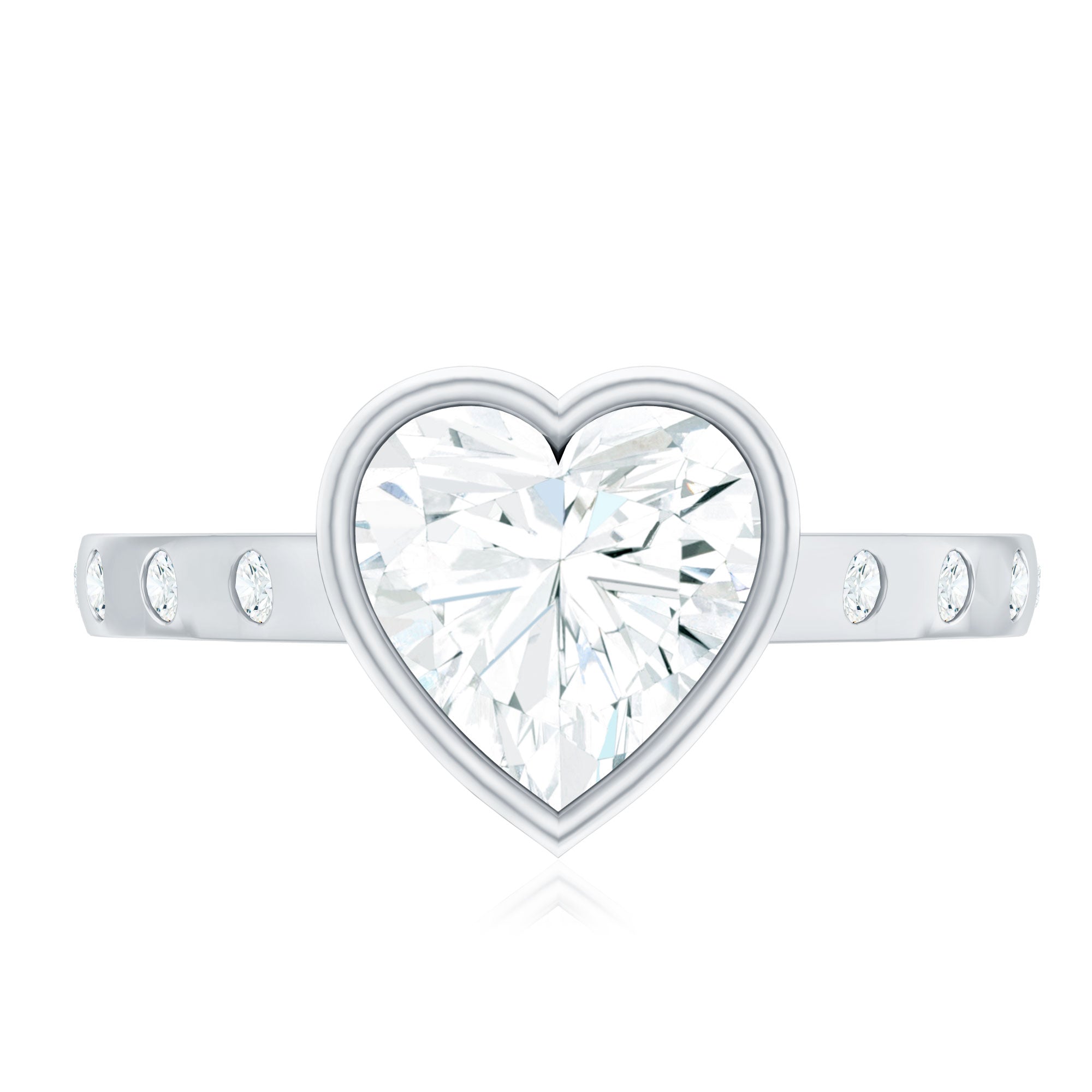 Heart Shape Moissanite Bezel Set Engagement Ring D-VS1 - Rosec Jewels