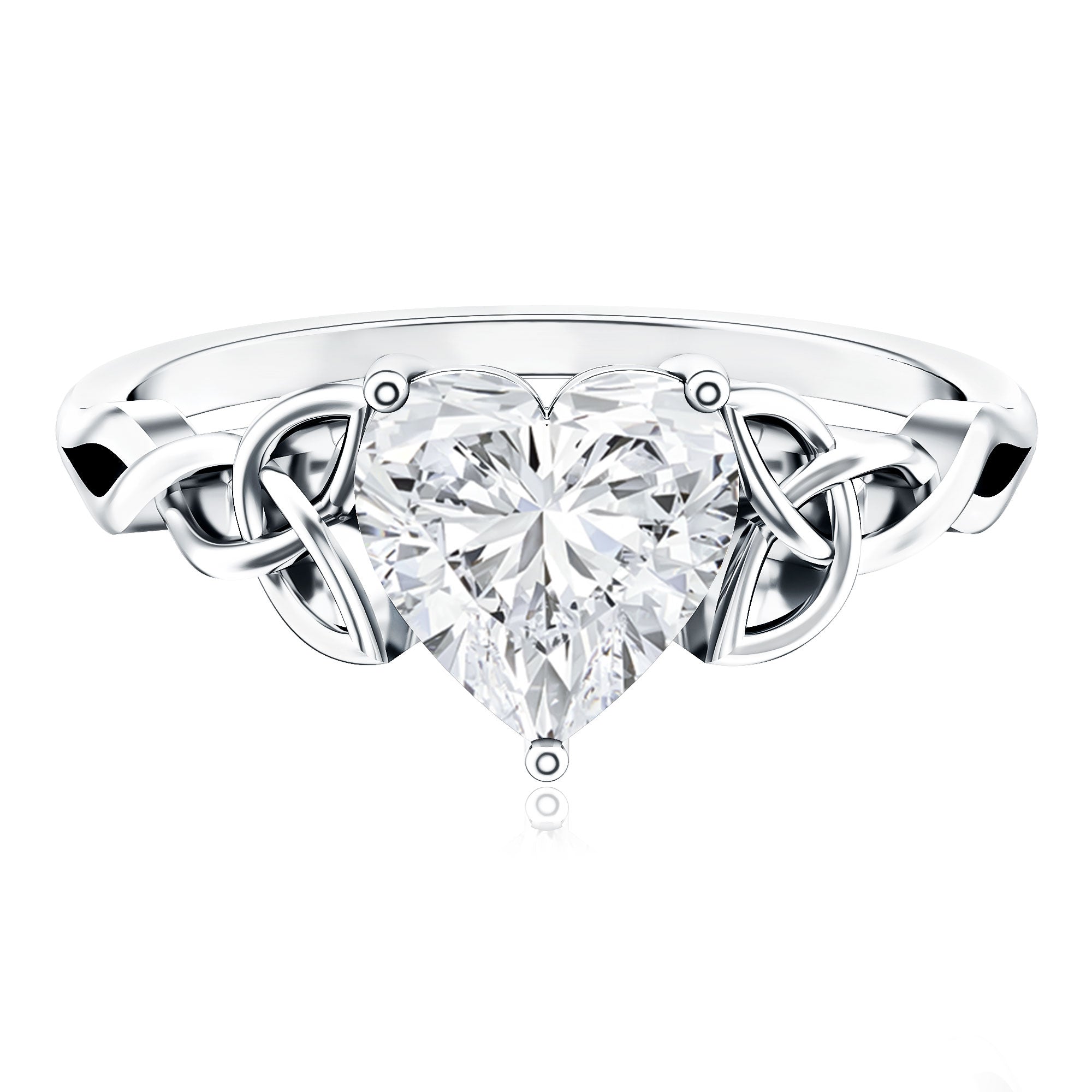 Heart Shaped Moissanite Celtic Engagement Ring D-VS1 - Rosec Jewels