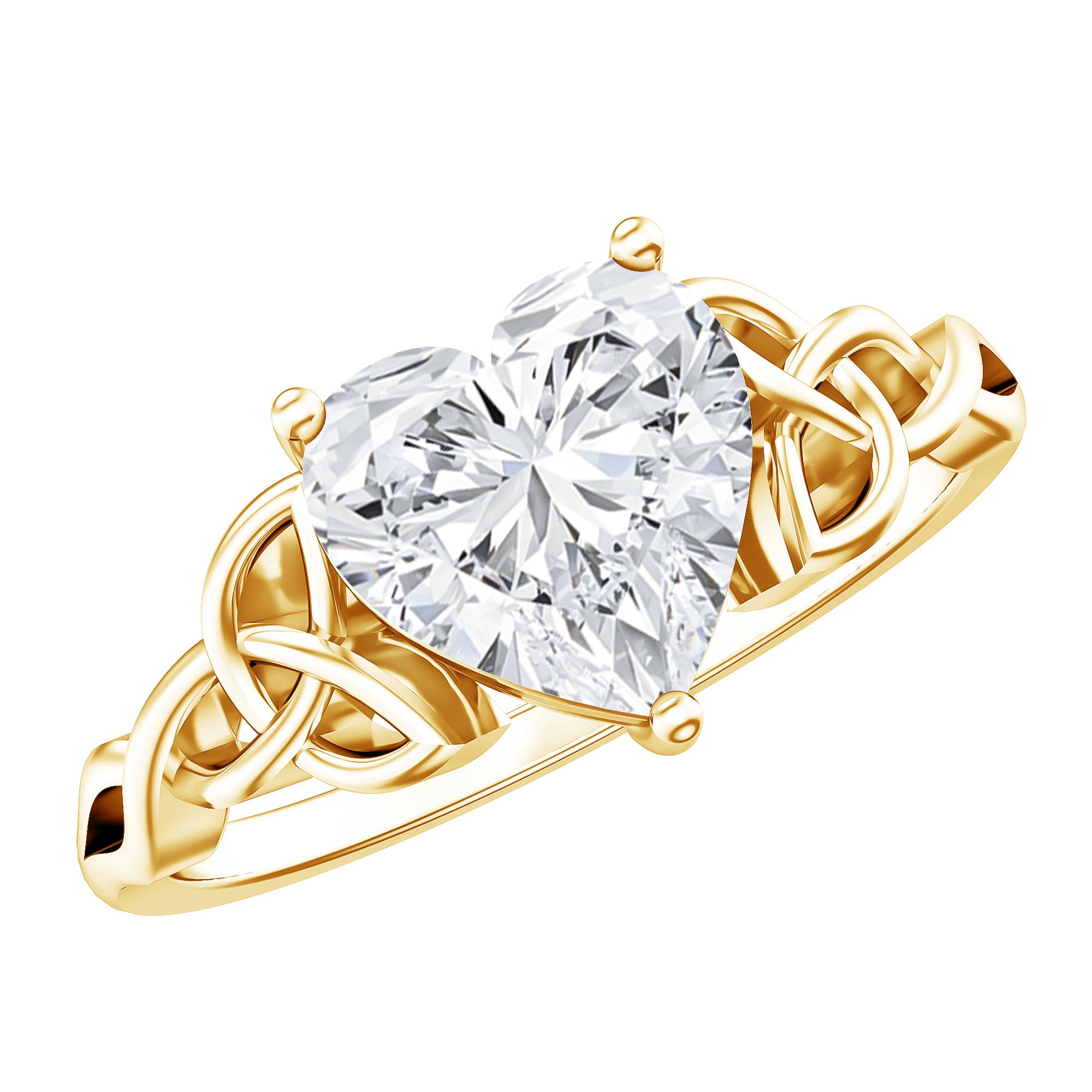 Heart Shaped Moissanite Celtic Engagement Ring D-VS1 - Rosec Jewels