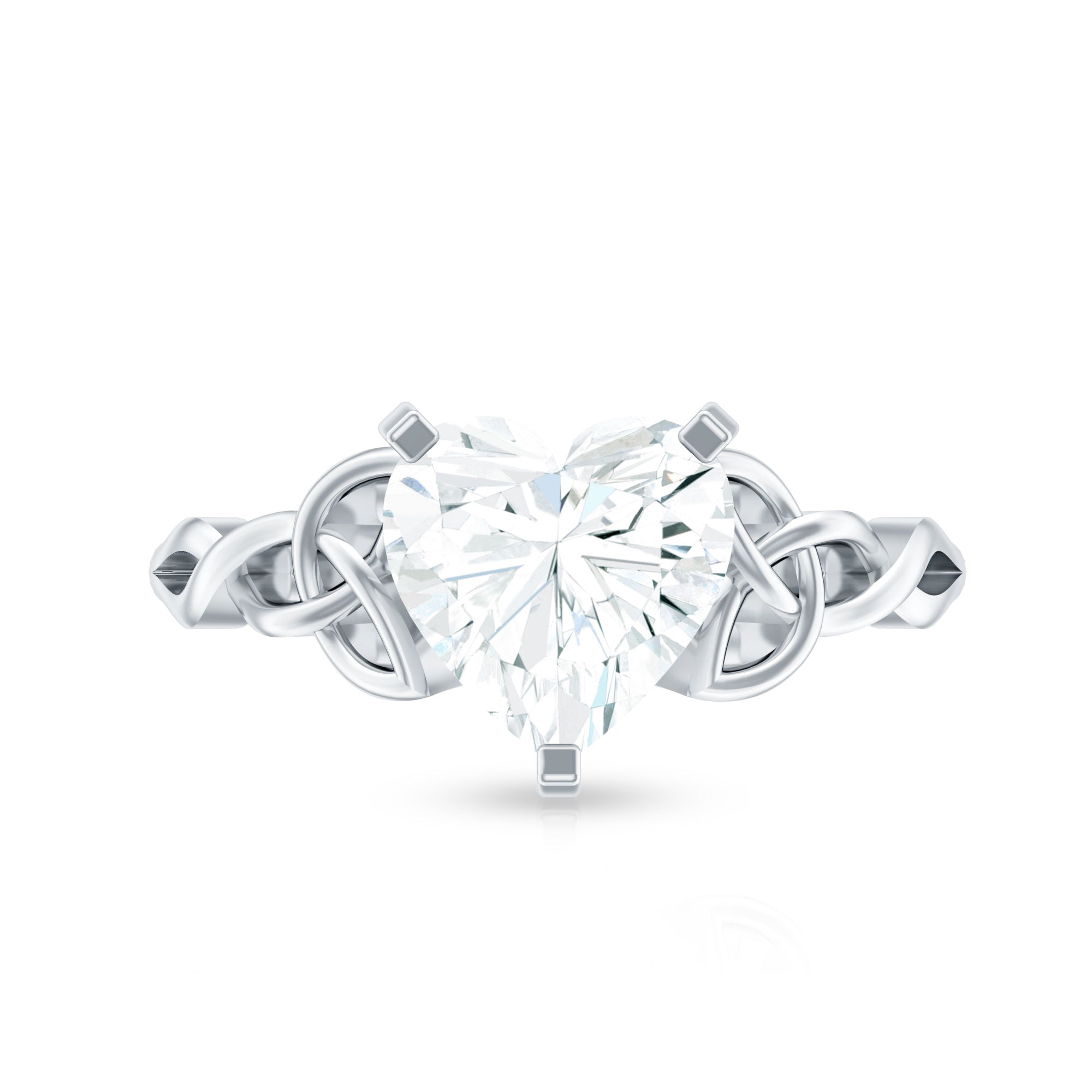 2 CT Heart Shaped Moissanite Celtic Knot Engagement Ring D-VS1 - Rosec Jewels