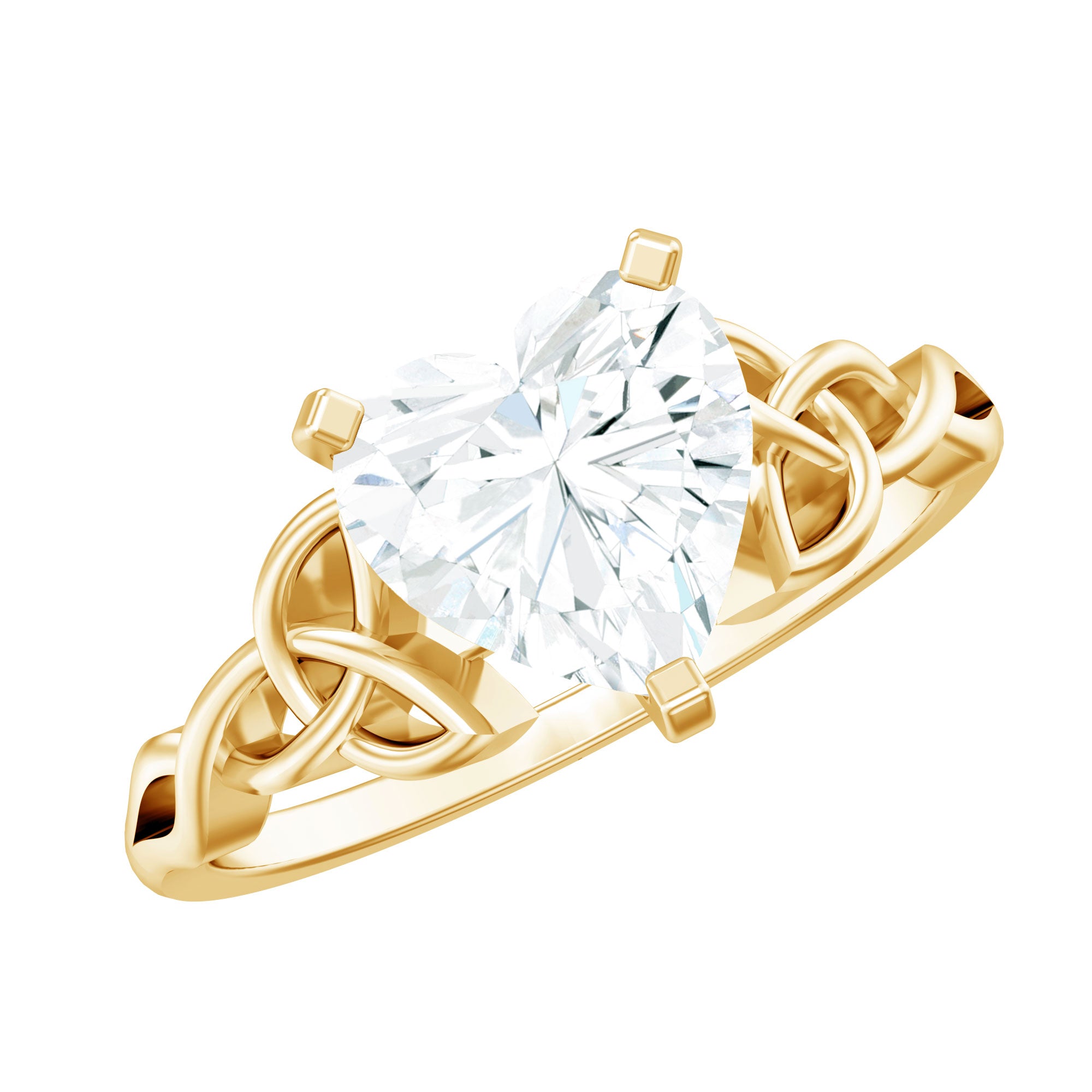 2 CT Heart Shaped Moissanite Celtic Knot Engagement Ring D-VS1 - Rosec Jewels