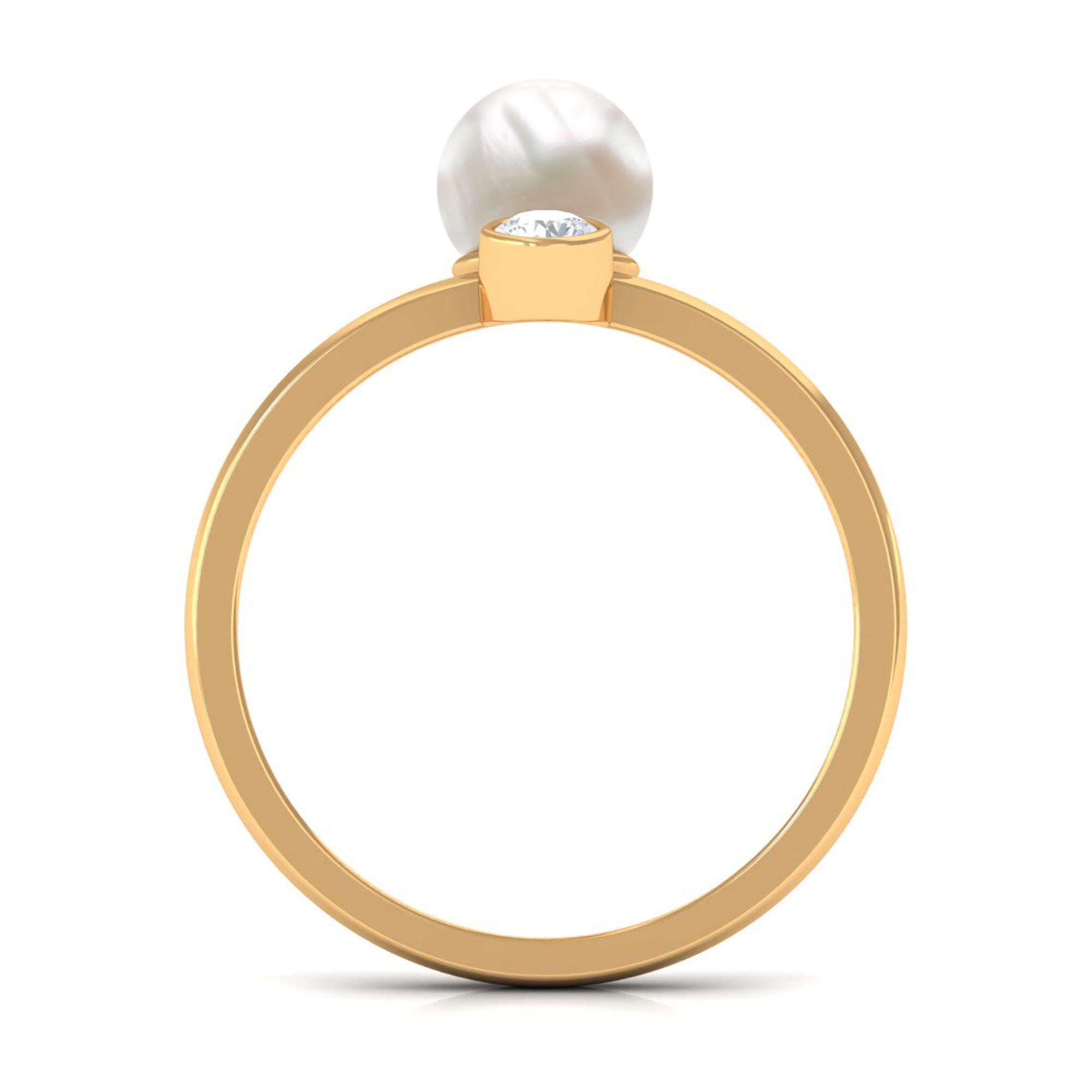 Rosec Jewels-Freshwater Pearl Toi Et Moi Ring with Diamond