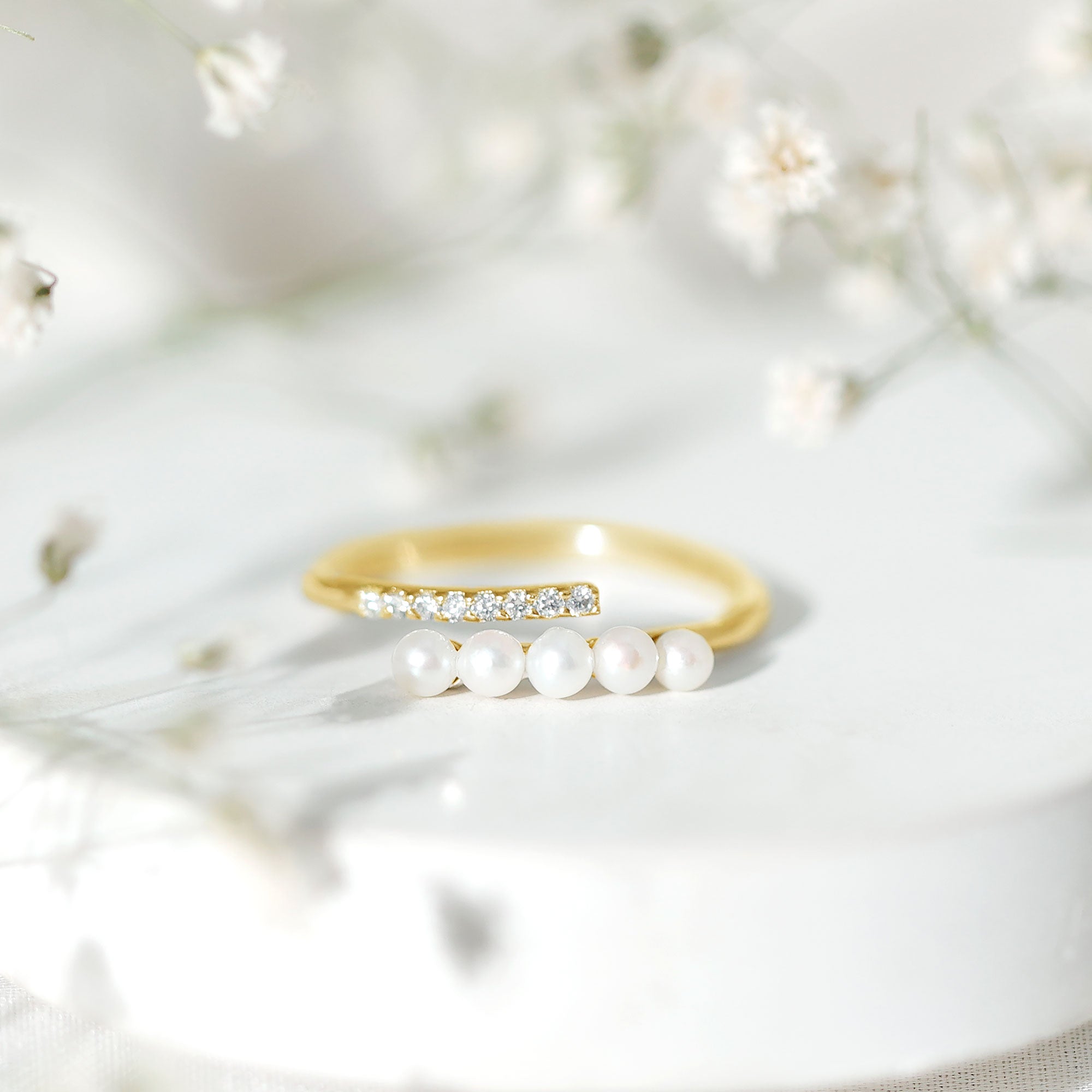 Rosec Jewels-Cultured Freshwater Pearl Diamond Wrap Ring for Women