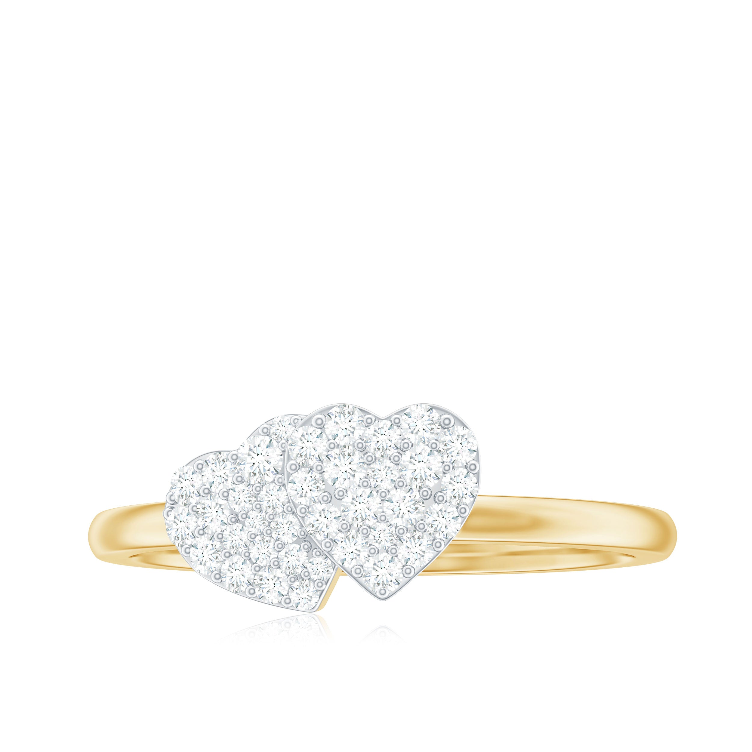 Natural Diamond Double Heart Ring for Promise Natural - ( HI-SI ) - Rosec Jewels