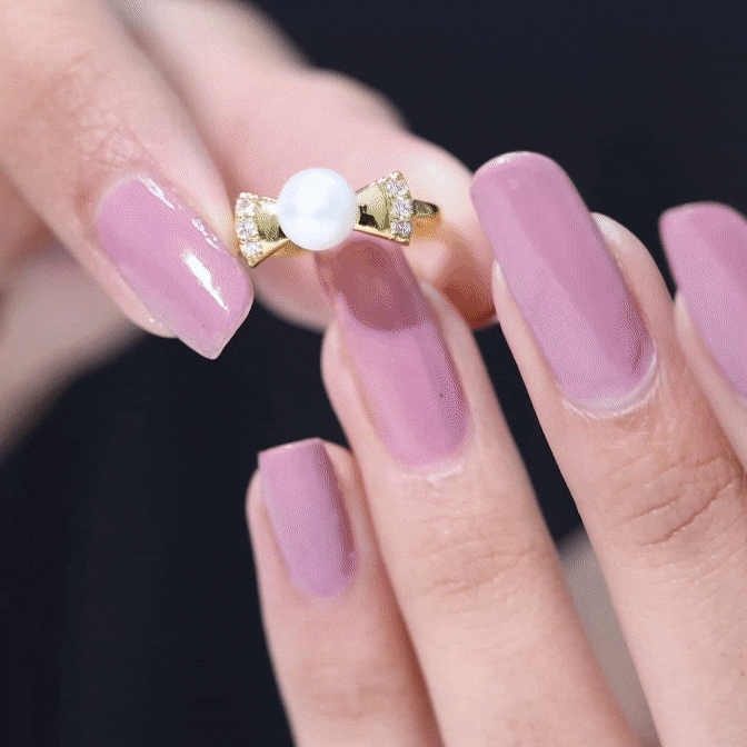 Natural 2 Carat Freshwater Pearl Diamond Engagement Ring with Bow AAA - Rosec Jewels