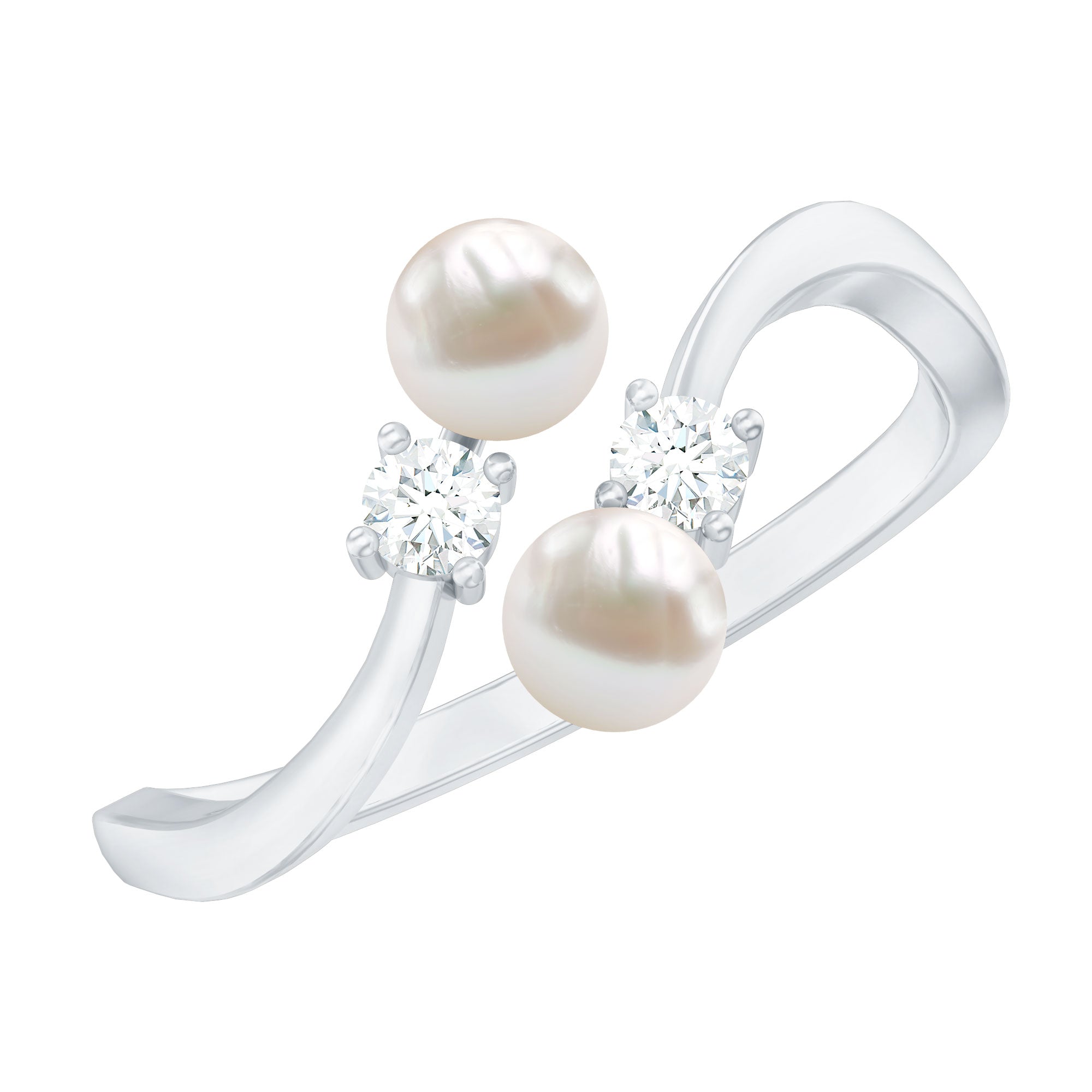 Freshwater Pearl and Diamond Wrap Ring