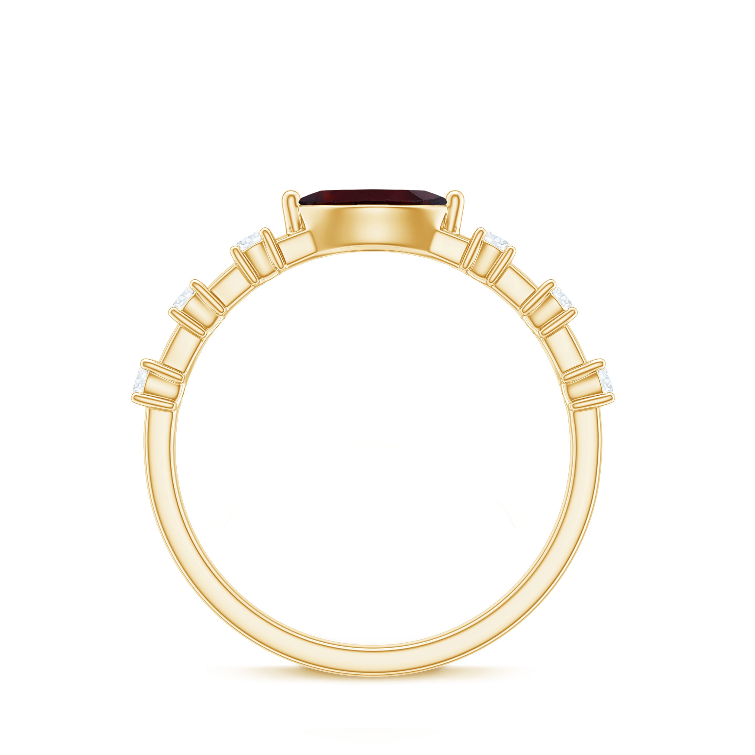 Natural Marquise Garnet Diamond Promise Ring in East West Style AAA - Rosec Jewels