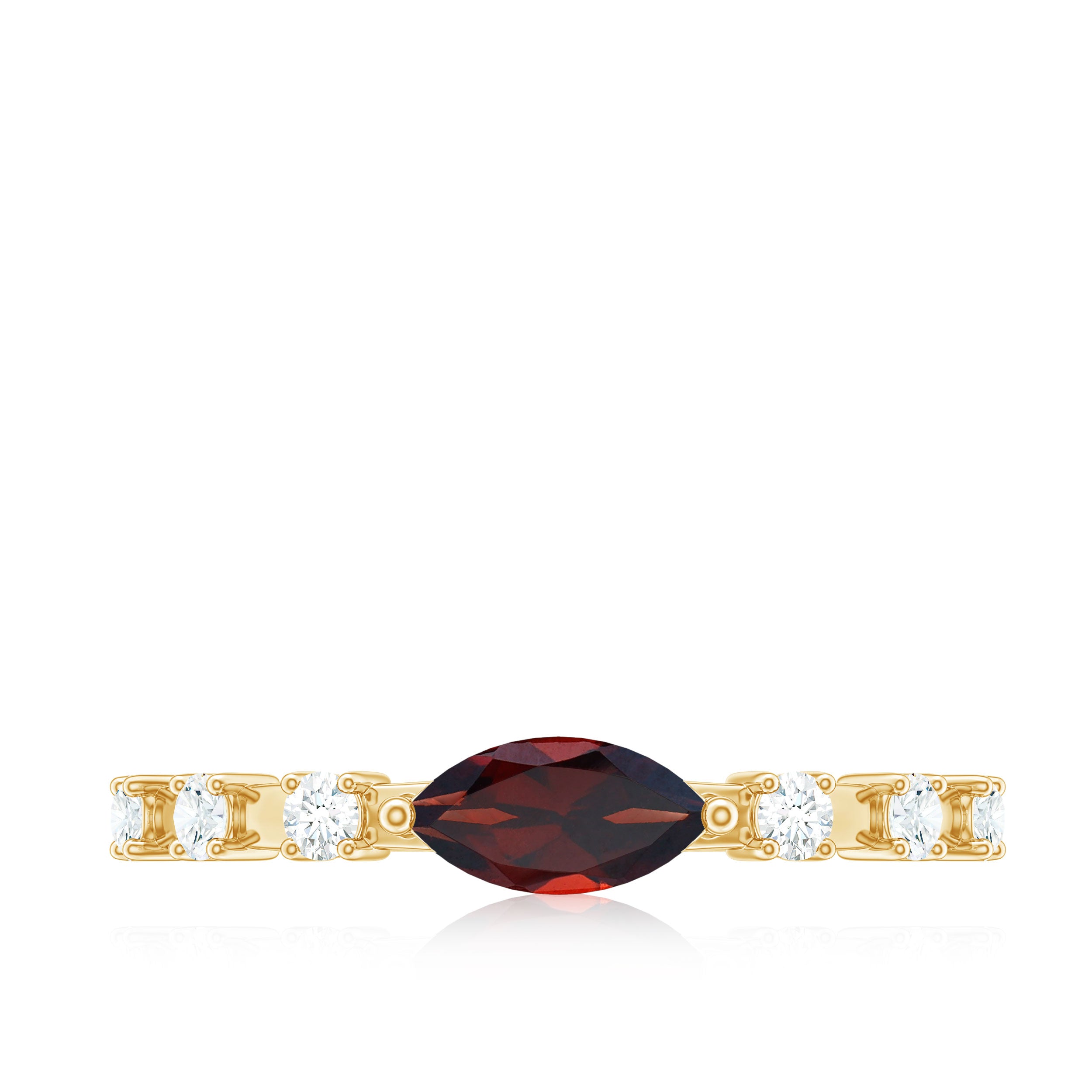 Natural Marquise Garnet Diamond Promise Ring in East West Style AAA - Rosec Jewels
