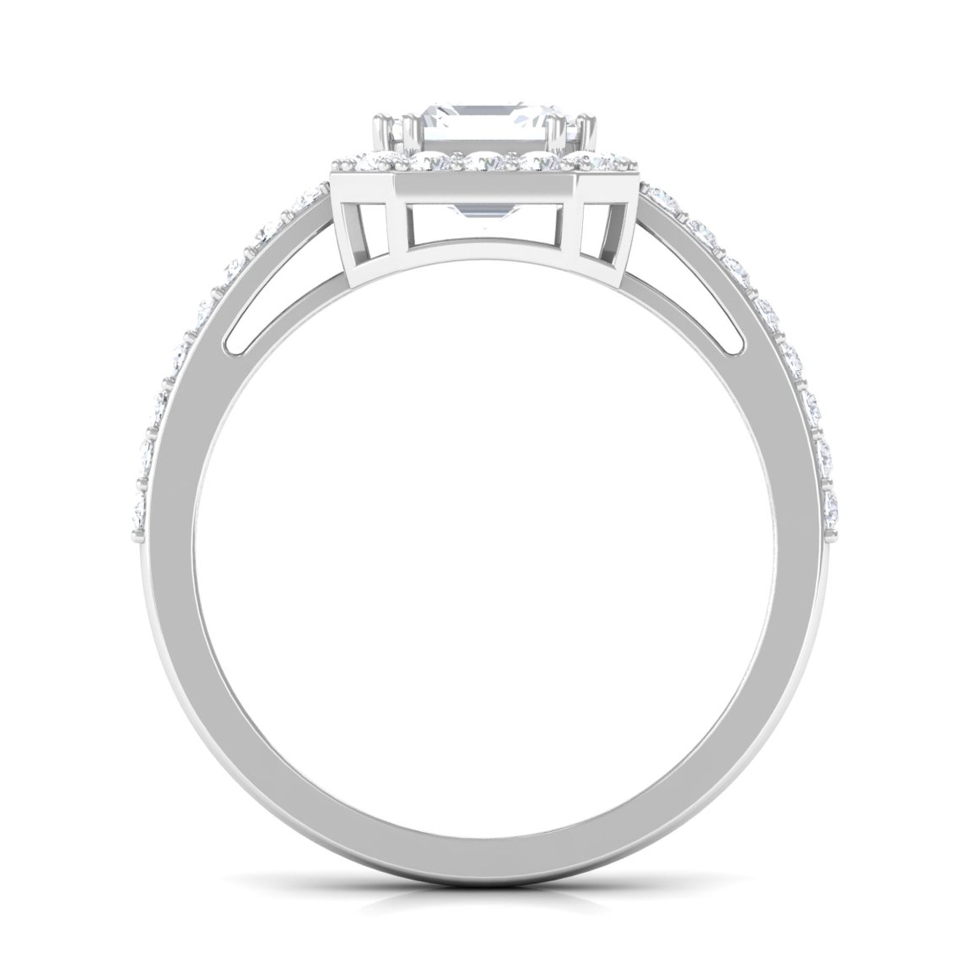 2.25 CT Asscher Cut Solitaire Zircon Halo Engagement Ring AAAA - Rosec Jewels