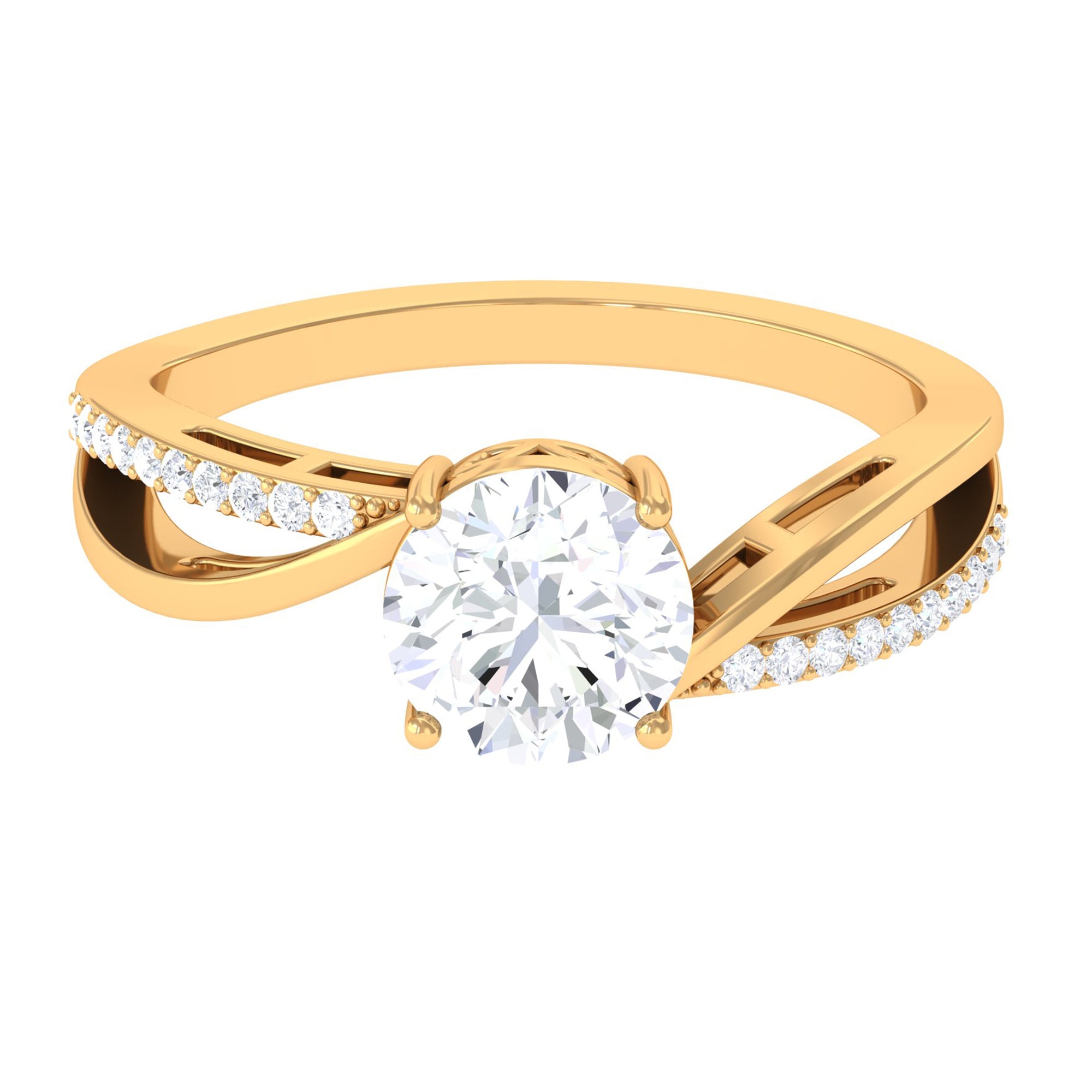 1.50 CT Round Cut Solitaire Zircon Bypass Engagement Ring AAAA - Rosec Jewels
