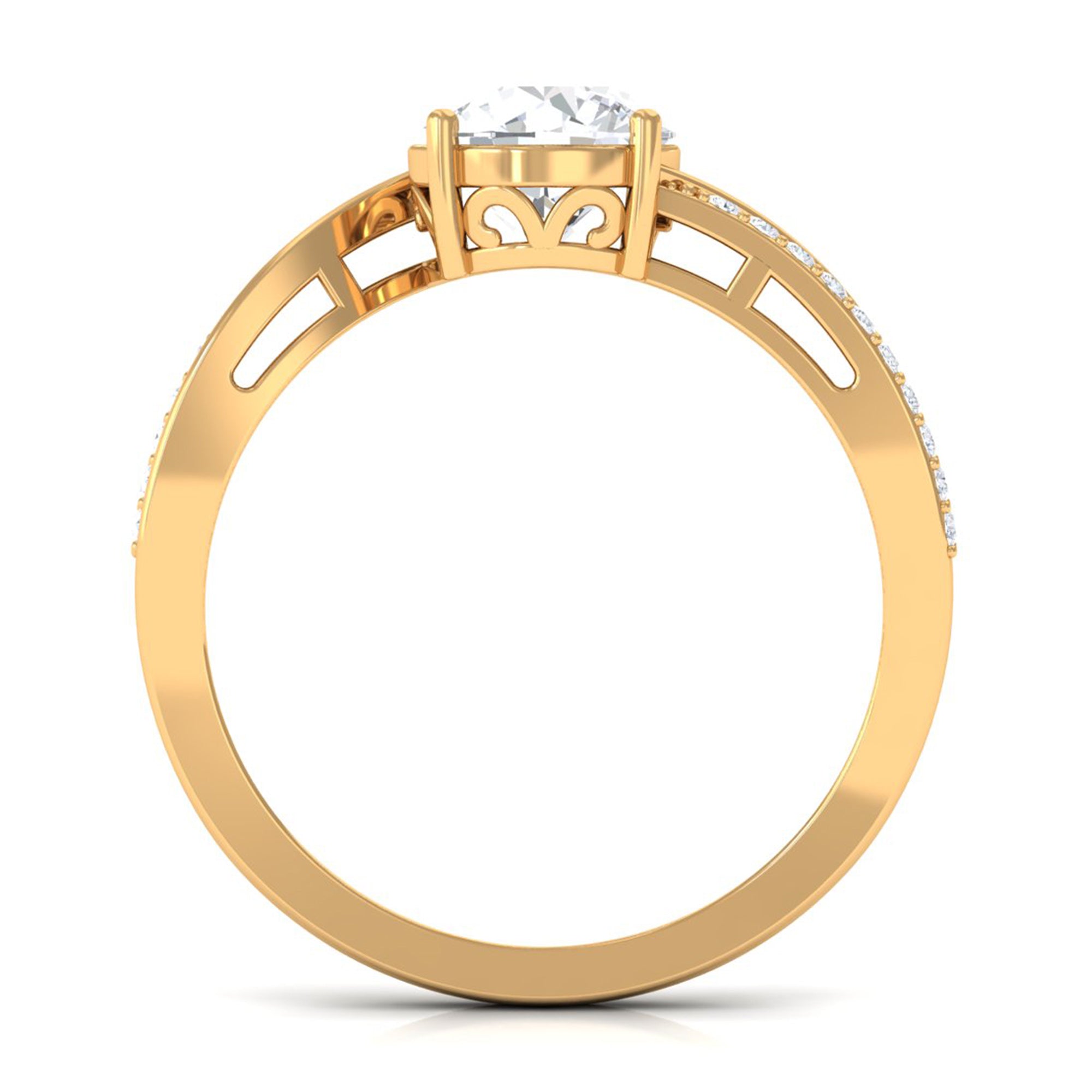 1.50 CT Round Cut Solitaire Zircon Bypass Engagement Ring AAAA - Rosec Jewels