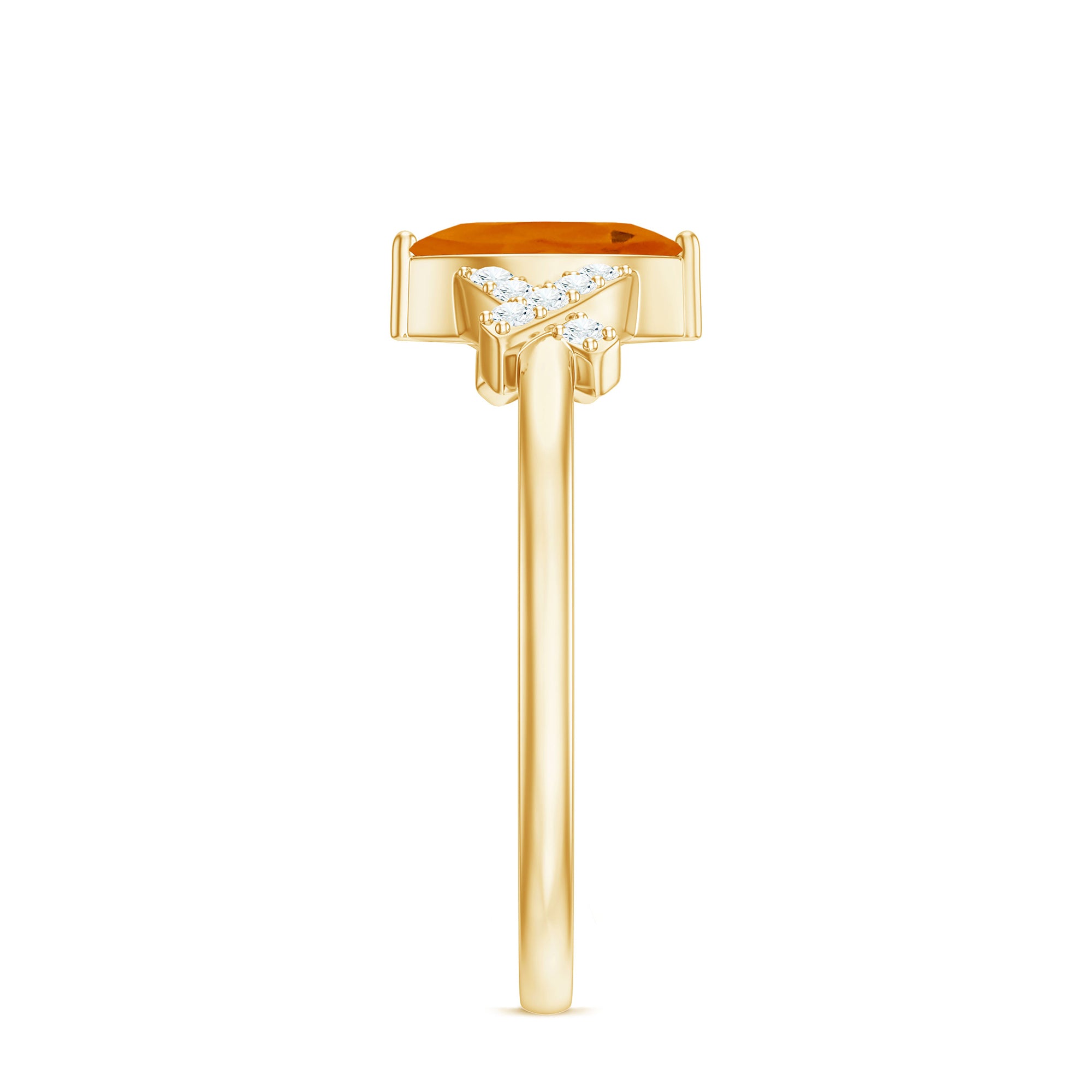 1/2 Carat Fire Opal Marquise Solitaire Ring with Diamond AAA - Rosec Jewels