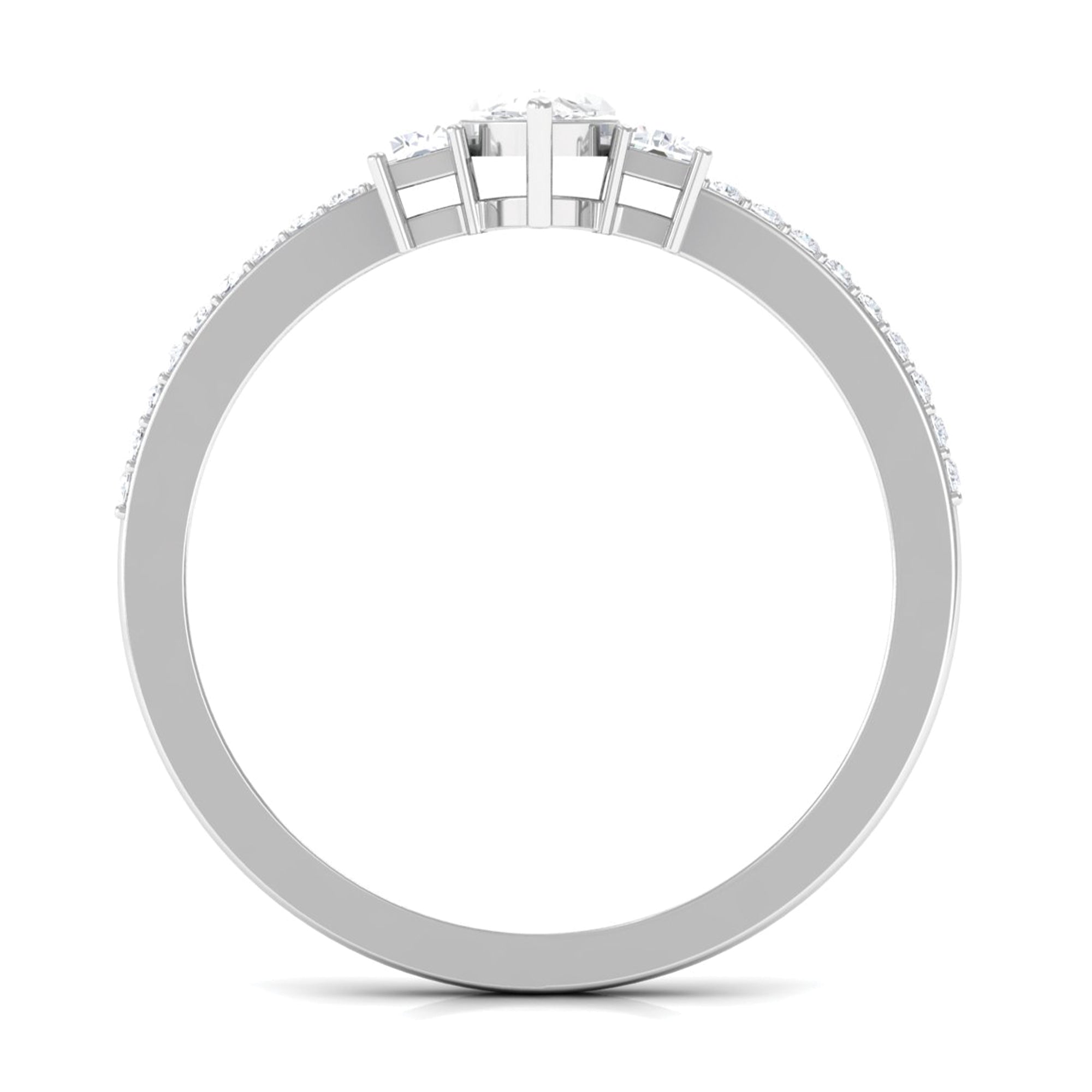 1.25 CT Zircon Three Stone Engagement Ring with Side Stones AAAA - Rosec Jewels