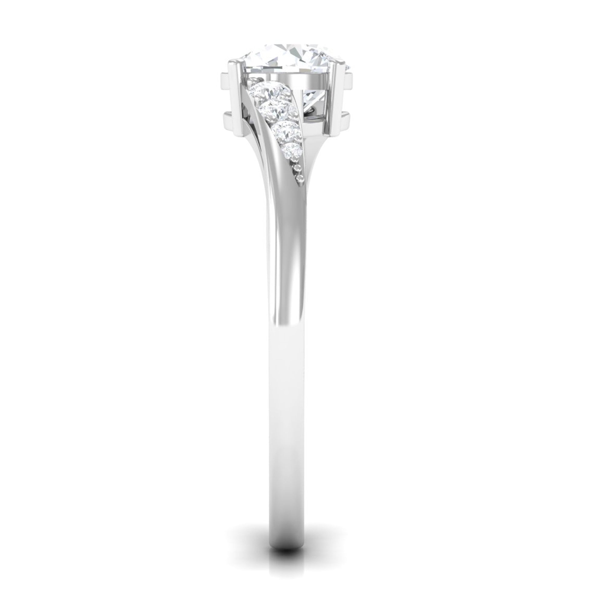 1 Carat Certified Solitaire Cubic Zirconia Bypass Engagement Ring AAAA - Rosec Jewels
