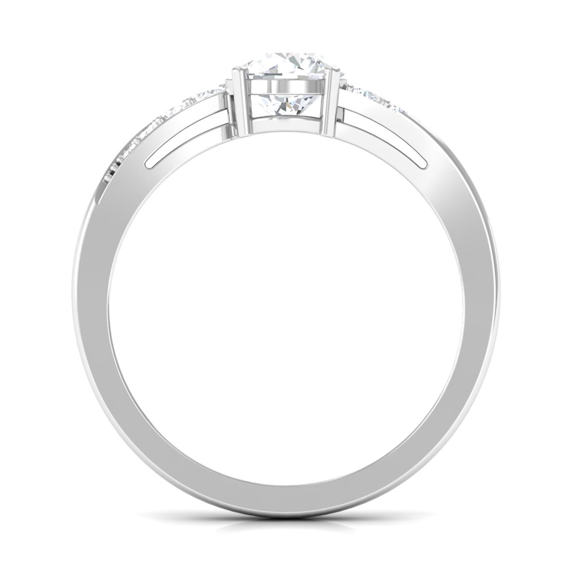 1 Carat Certified Solitaire Cubic Zirconia Bypass Engagement Ring AAAA - Rosec Jewels