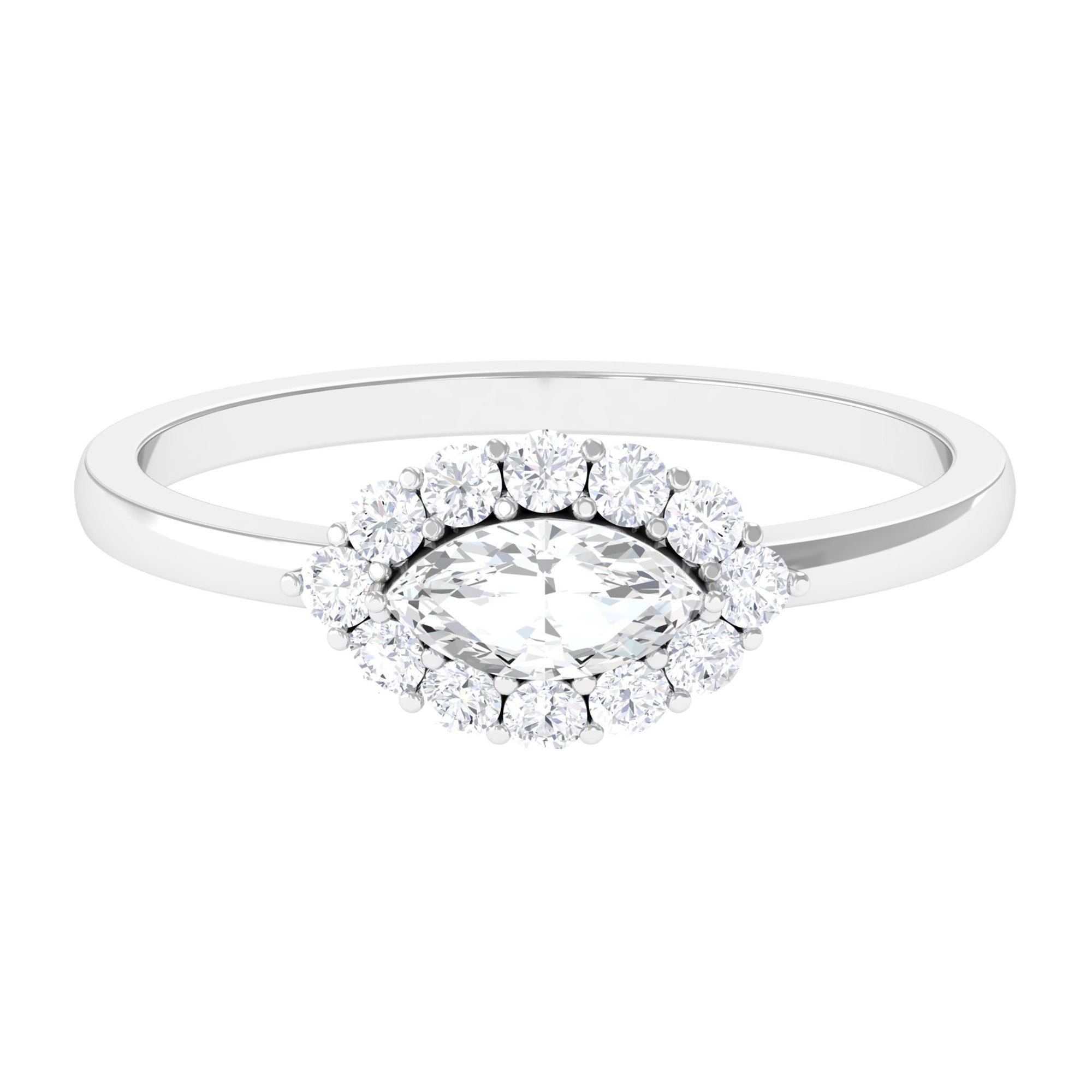 1 CT Marquise Cut Zircon East West Engagement Ring