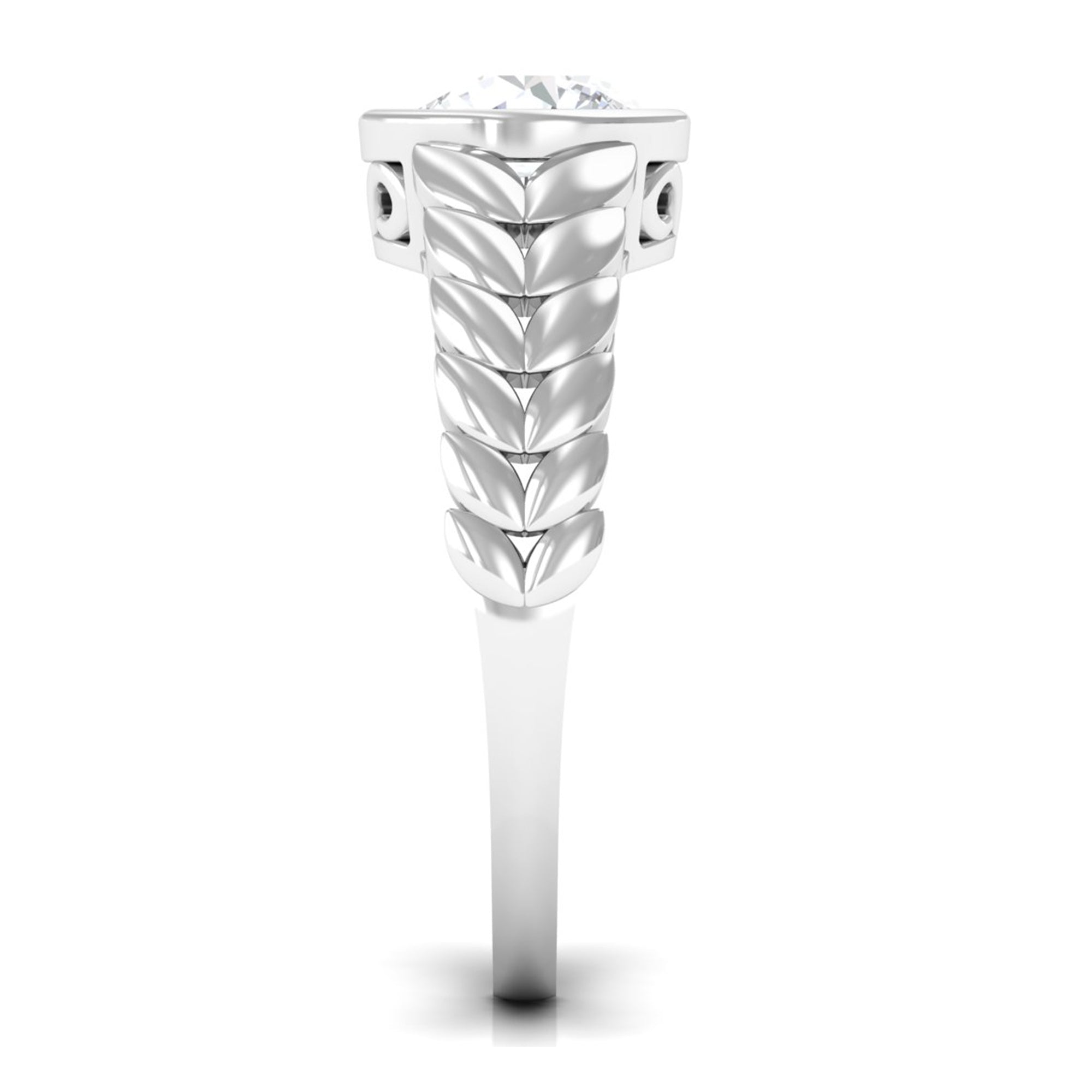 1.3 Carat Bezel Set Cubic Zirconia Leaf Engagement Ring AAAA - Rosec Jewels