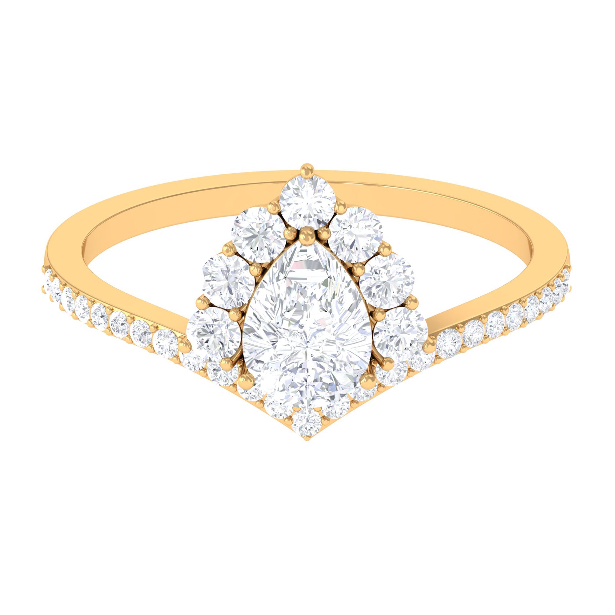 Certified Cubic Zirconia Crown Engagement Ring AAAA - Rosec Jewels