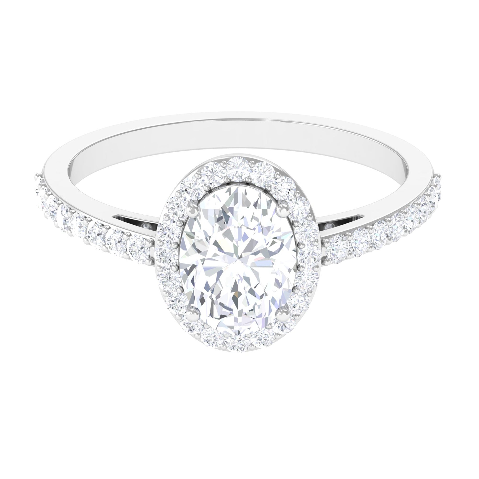 2.75 CT Simple Zircon Oval Engagement Ring with Halo AAAA - Rosec Jewels