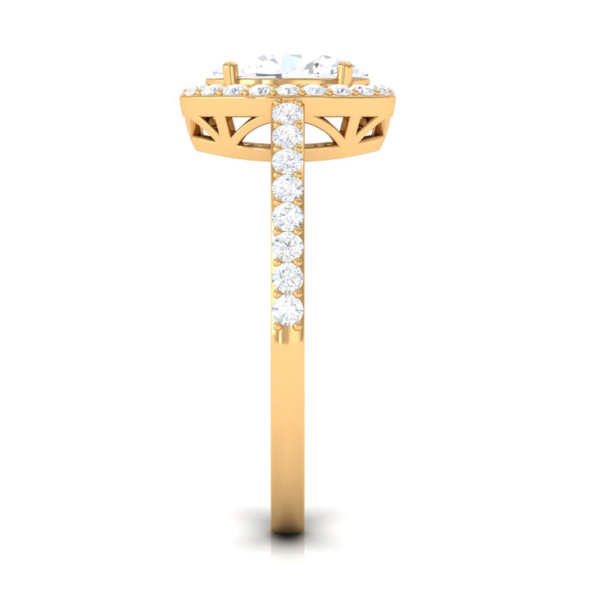 2.75 CT Simple Zircon Oval Engagement Ring with Halo AAAA - Rosec Jewels