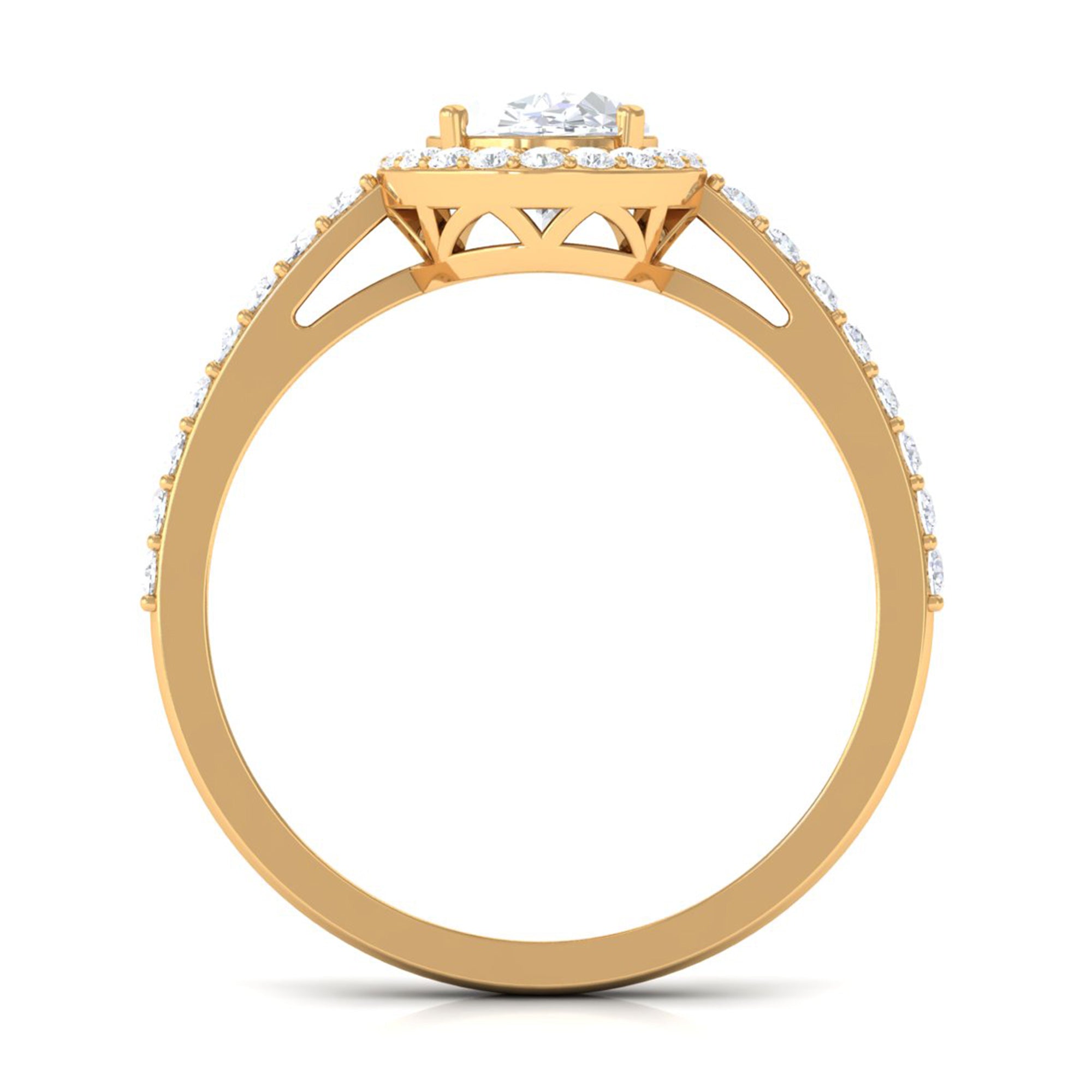 2.75 CT Simple Zircon Oval Engagement Ring with Halo AAAA - Rosec Jewels