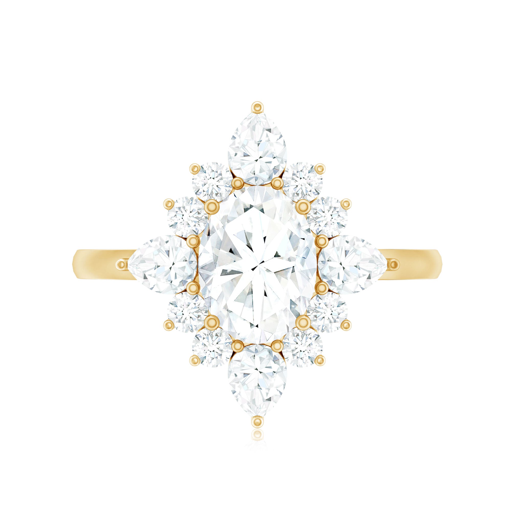 1 Carat Oval Zirconia Statement Engagement Ring with Halo AAAA - Rosec Jewels