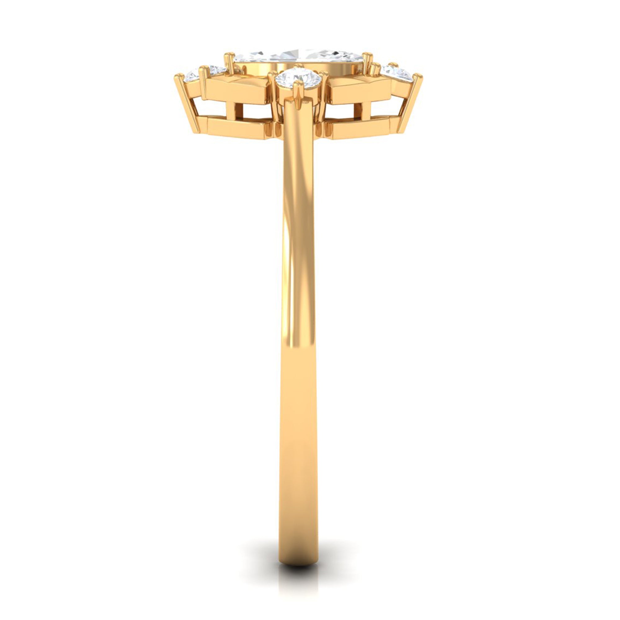 Rosec Jewels-Marquise Cut Cubic Zirconia Engagement Ring with Textured Detail