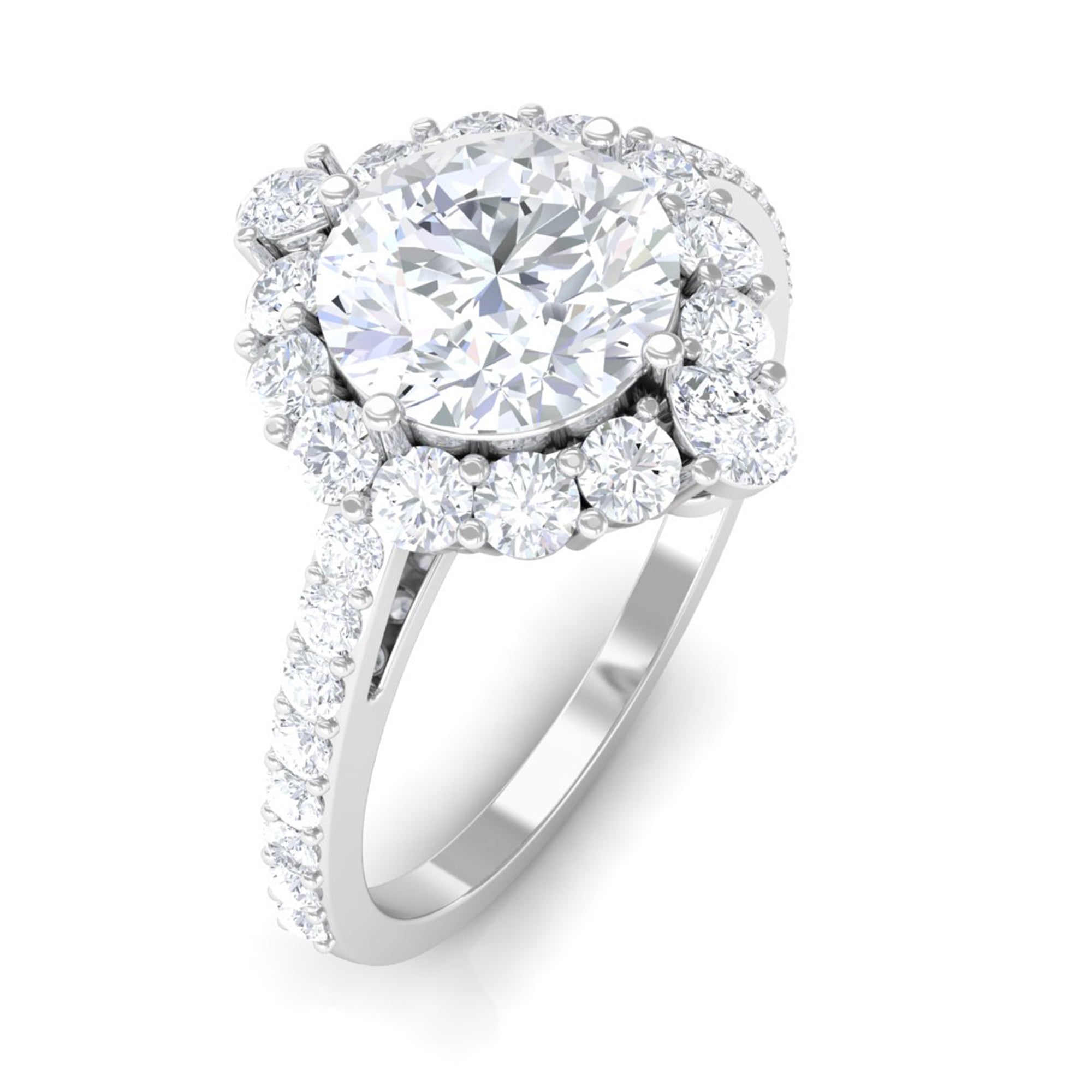 1 Carat Round Cubic Zirconia Halo Engagement Ring AAAA - Rosec Jewels