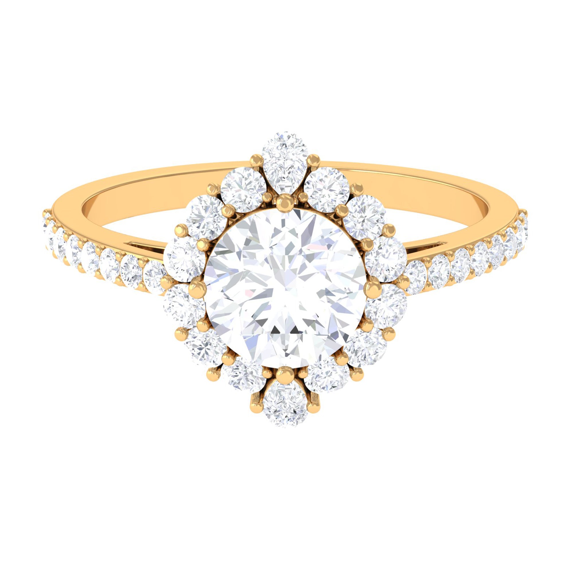 1 Carat Round Cubic Zirconia Halo Engagement Ring AAAA - Rosec Jewels