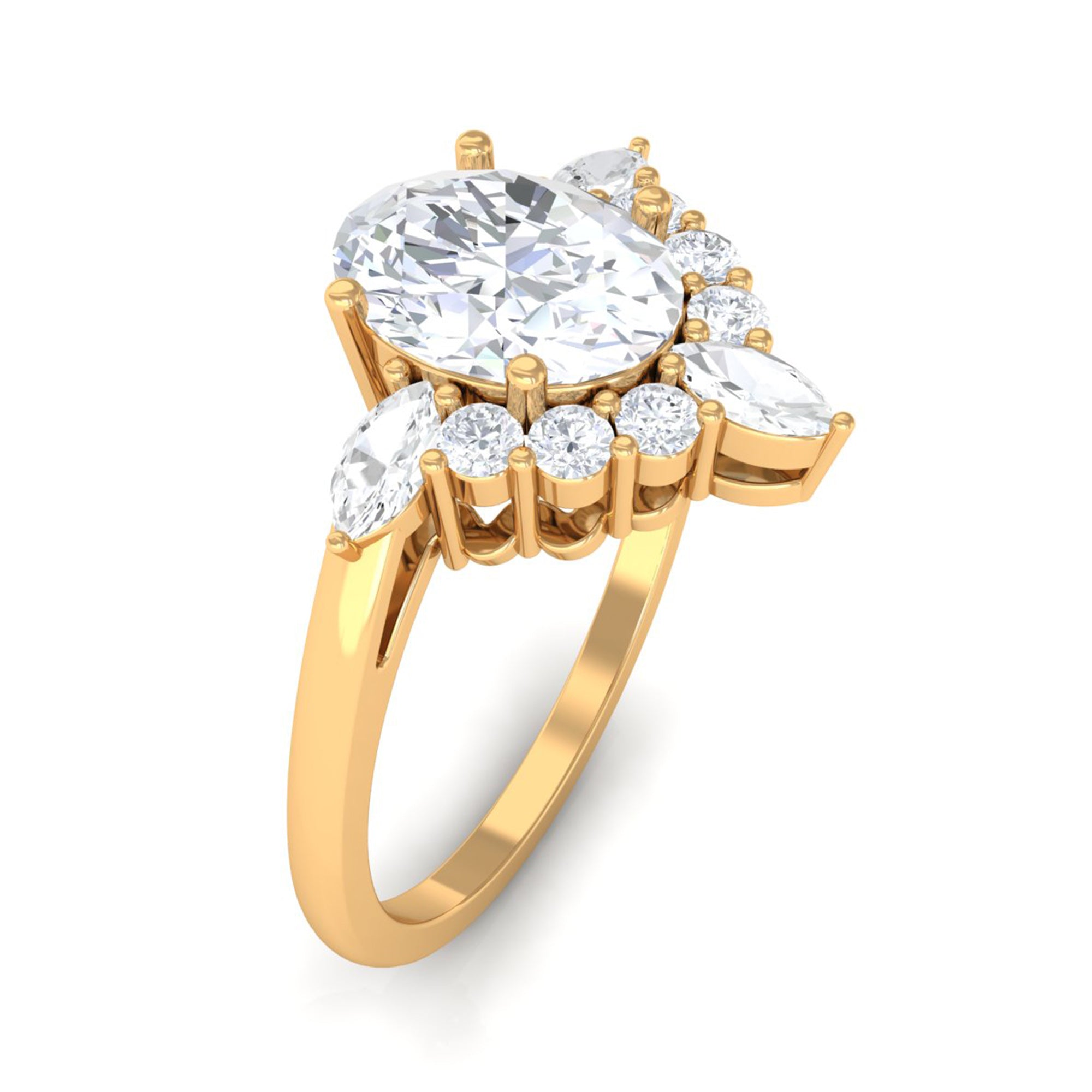 1 Carat Oval Zircon Unique Engagement Ring for Women AAAA - Rosec Jewels