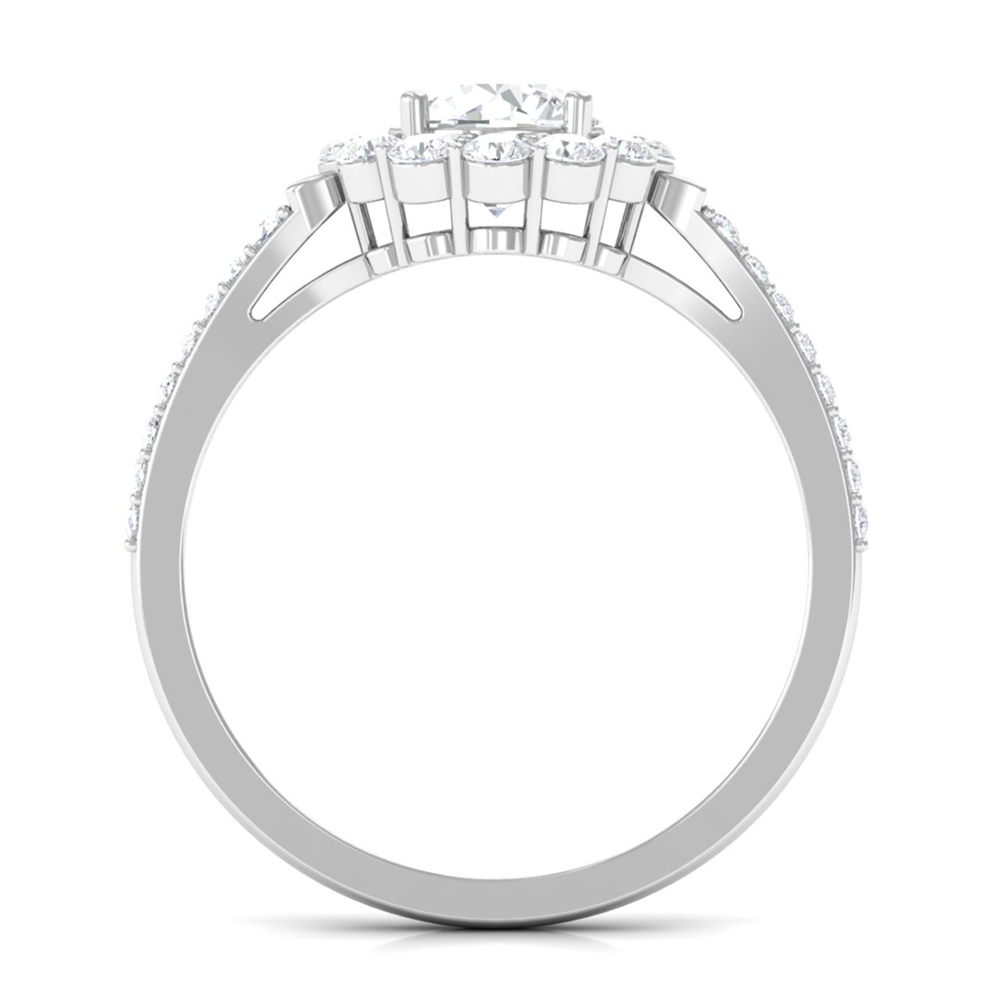 1.9 Carat Round Cubic Zirconia Halo Engagement Ring AAAA - Rosec Jewels