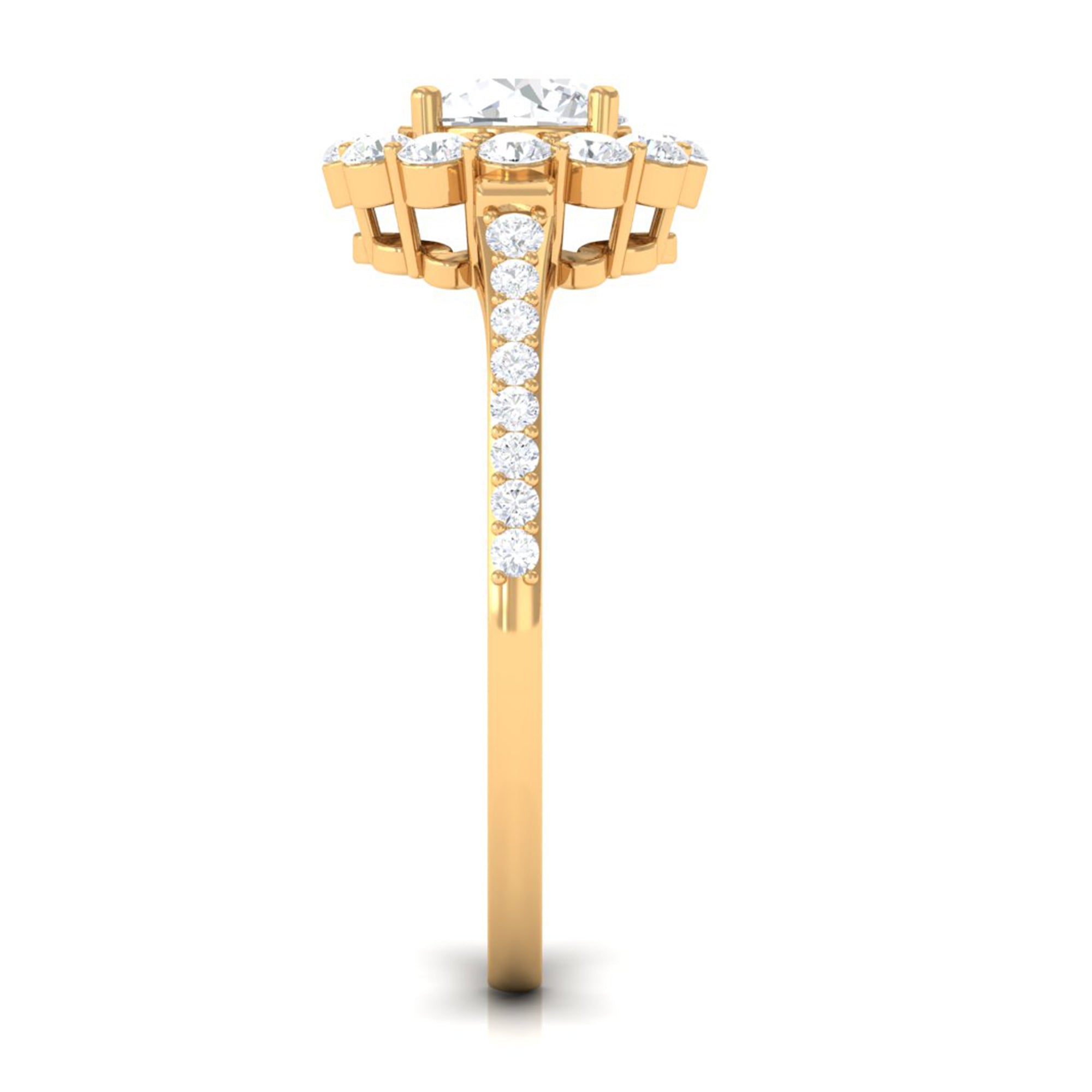 1.9 Carat Round Cubic Zirconia Halo Engagement Ring AAAA - Rosec Jewels