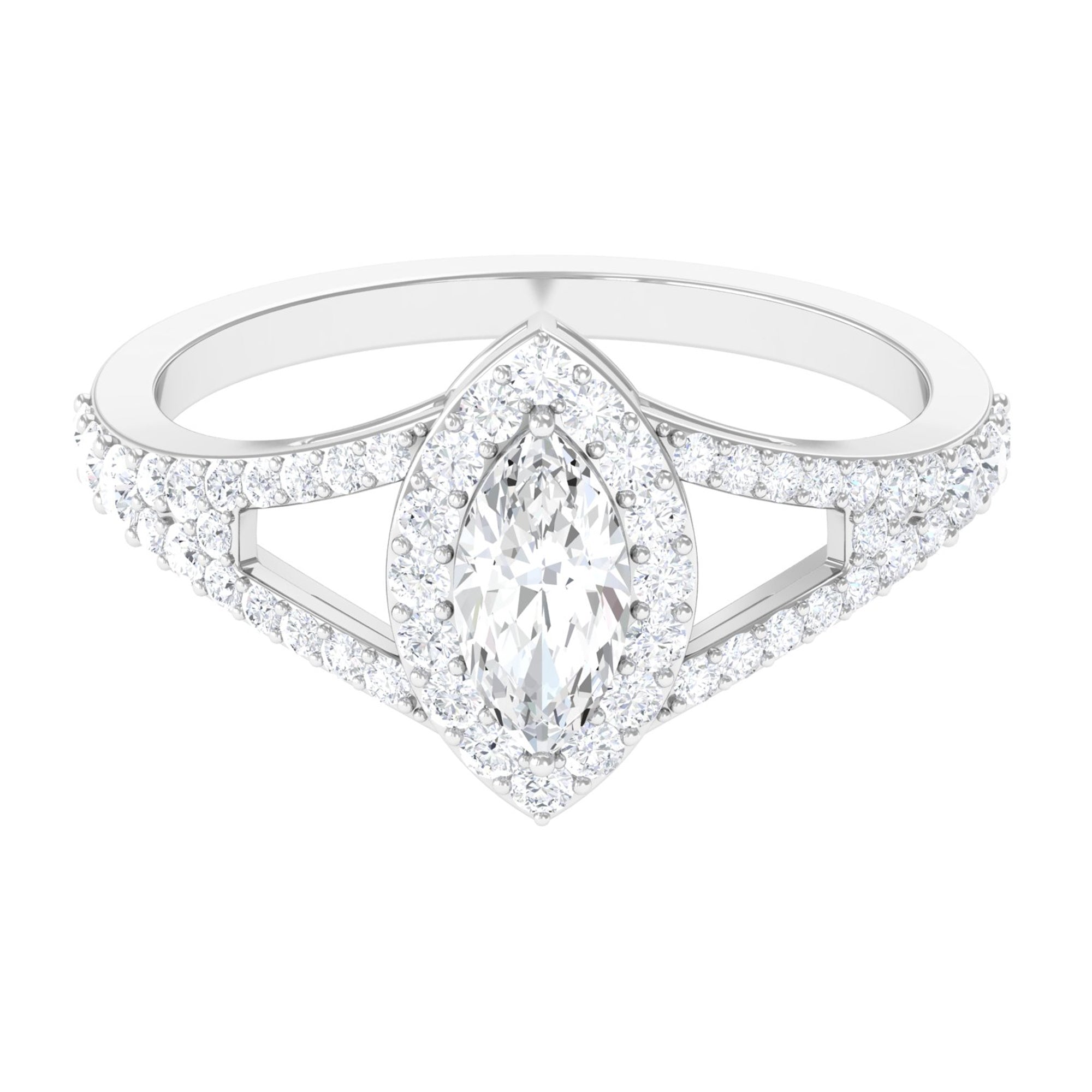 1.75 CT Split Shank Marquise Cut Zircon Engagement Ring