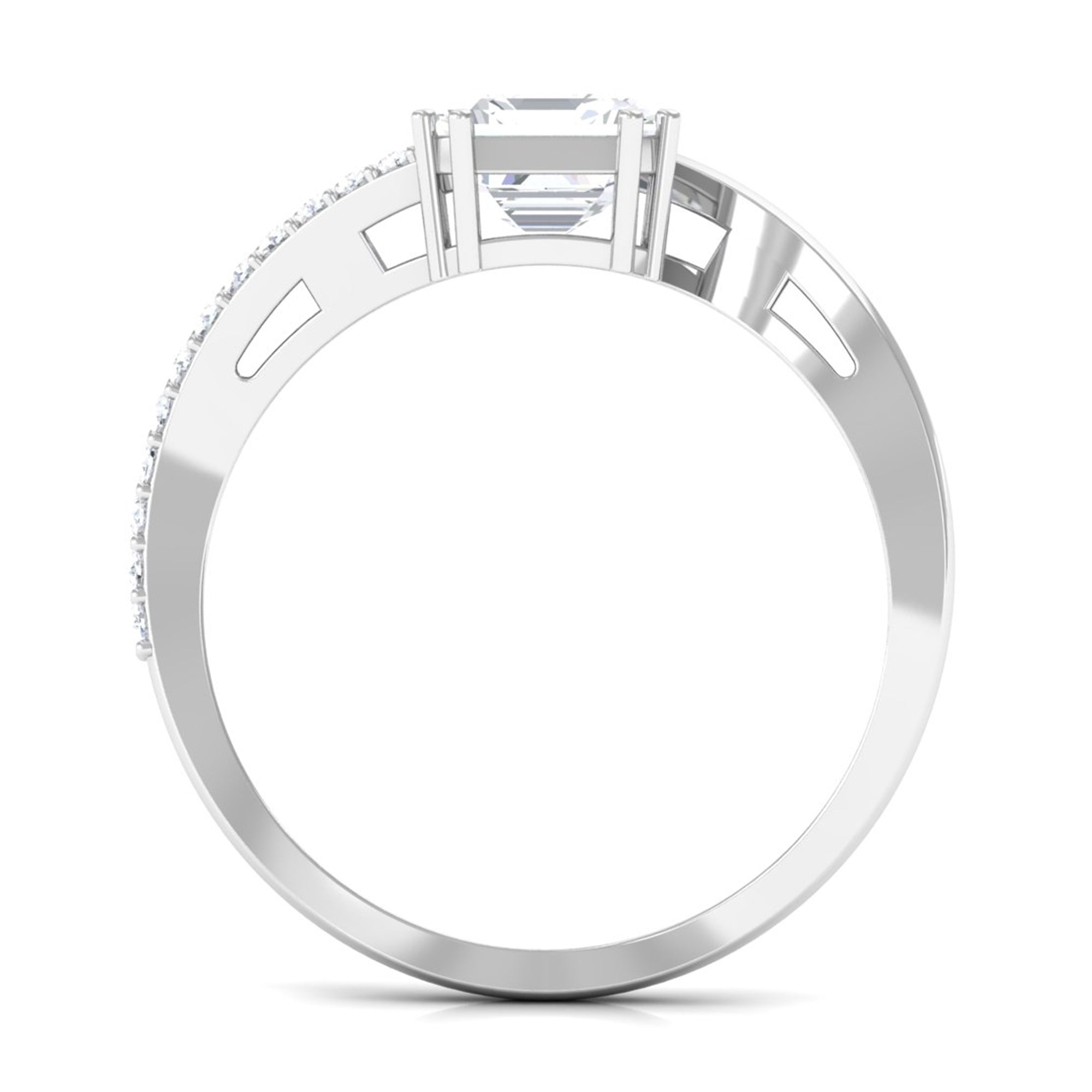 Rosec Jewels-1.75 CT Asscher Cut Solitaire Zircon Bypass Engagement Ring
