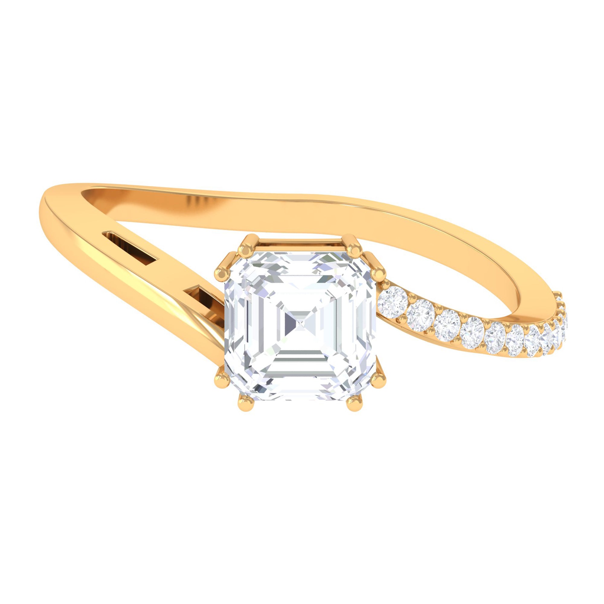 Rosec Jewels-1.75 CT Asscher Cut Solitaire Zircon Bypass Engagement Ring