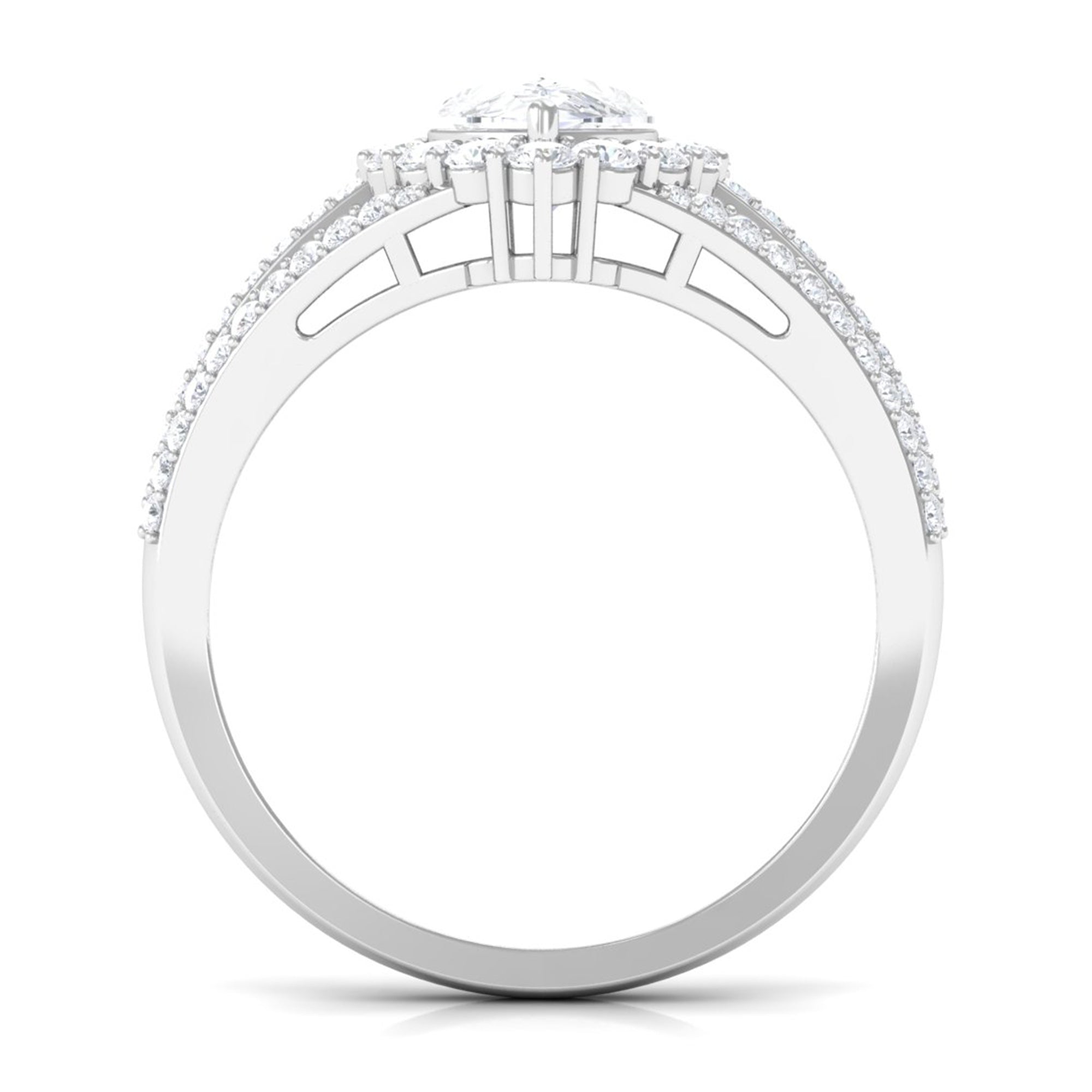Pear Cut Zircon Statement Engagement Ring AAAA - Rosec Jewels